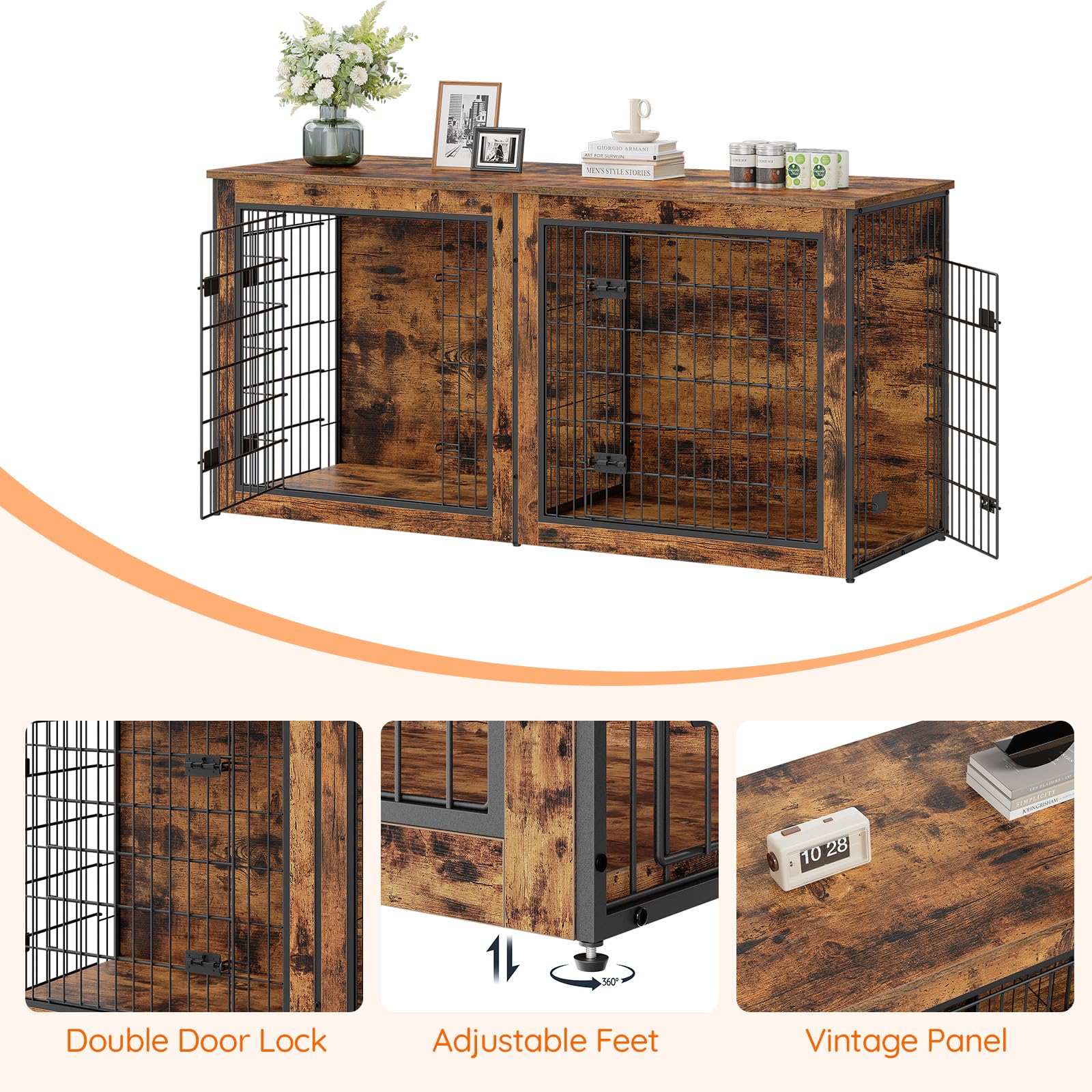 hoobro-pet-furniture-niche-chien-double-marron-160-cm-s-parateur image 8