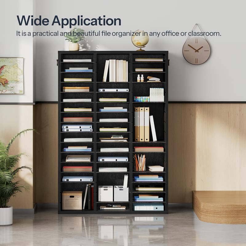 hoobro-trieur-courrier-48-cases-noir-bureau-bois-r-glable image 5
