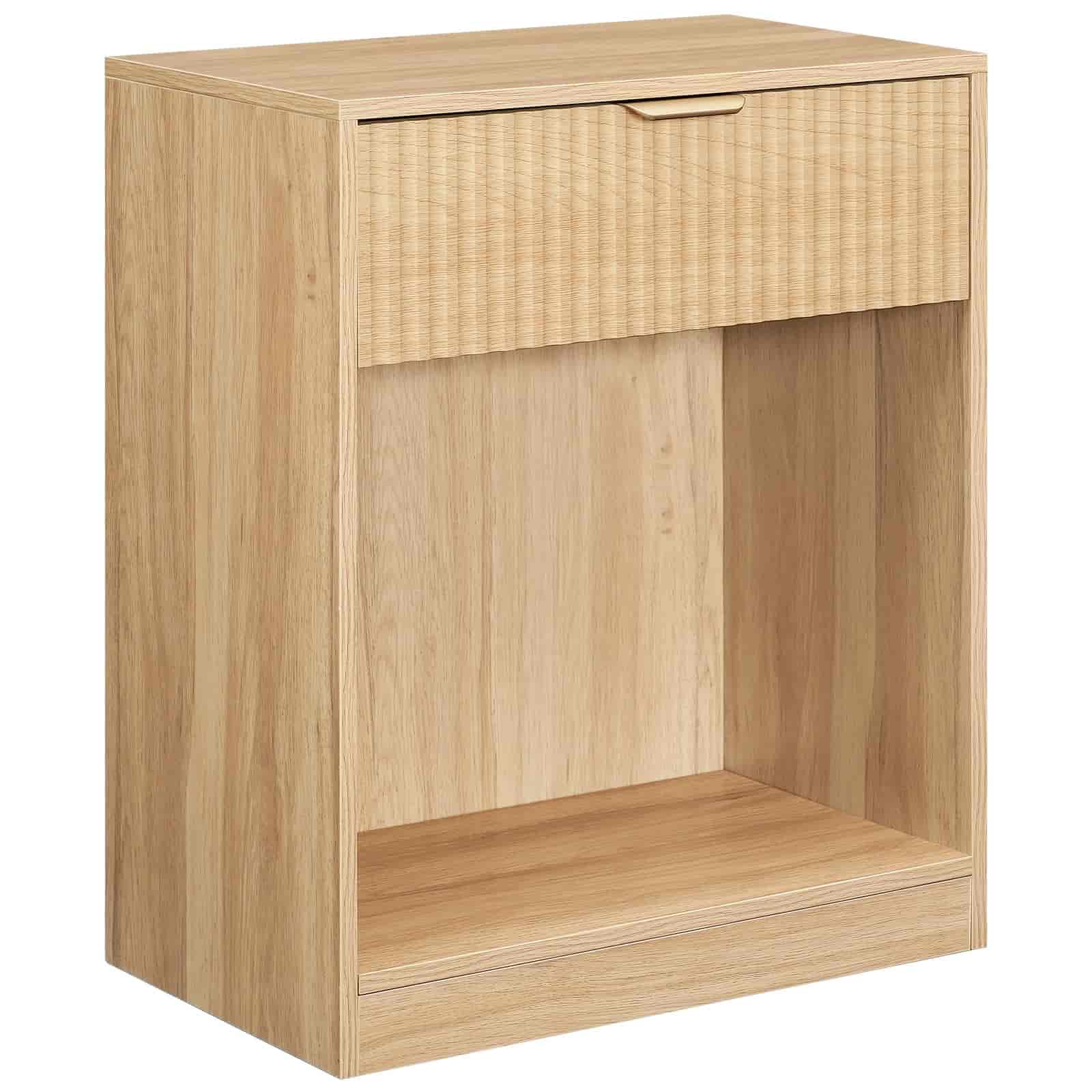 hoobro-table-de-chevet-bois-naturel-tiroir-cannel image 3