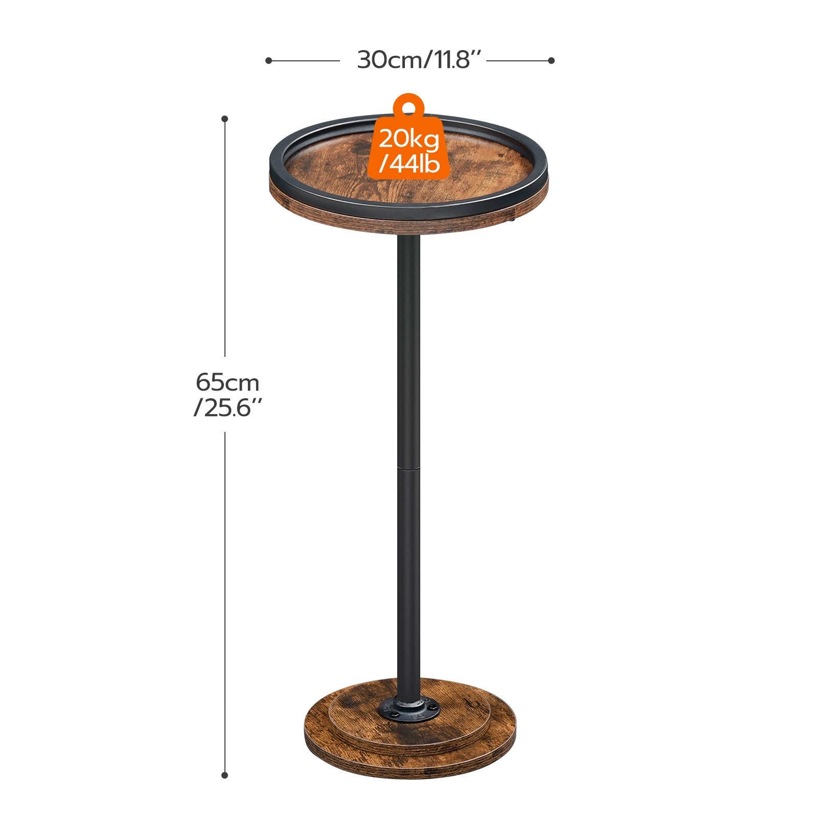 hoobro-side-tables-lot-2-tables-rondes-hautes-marron-plateau image 3