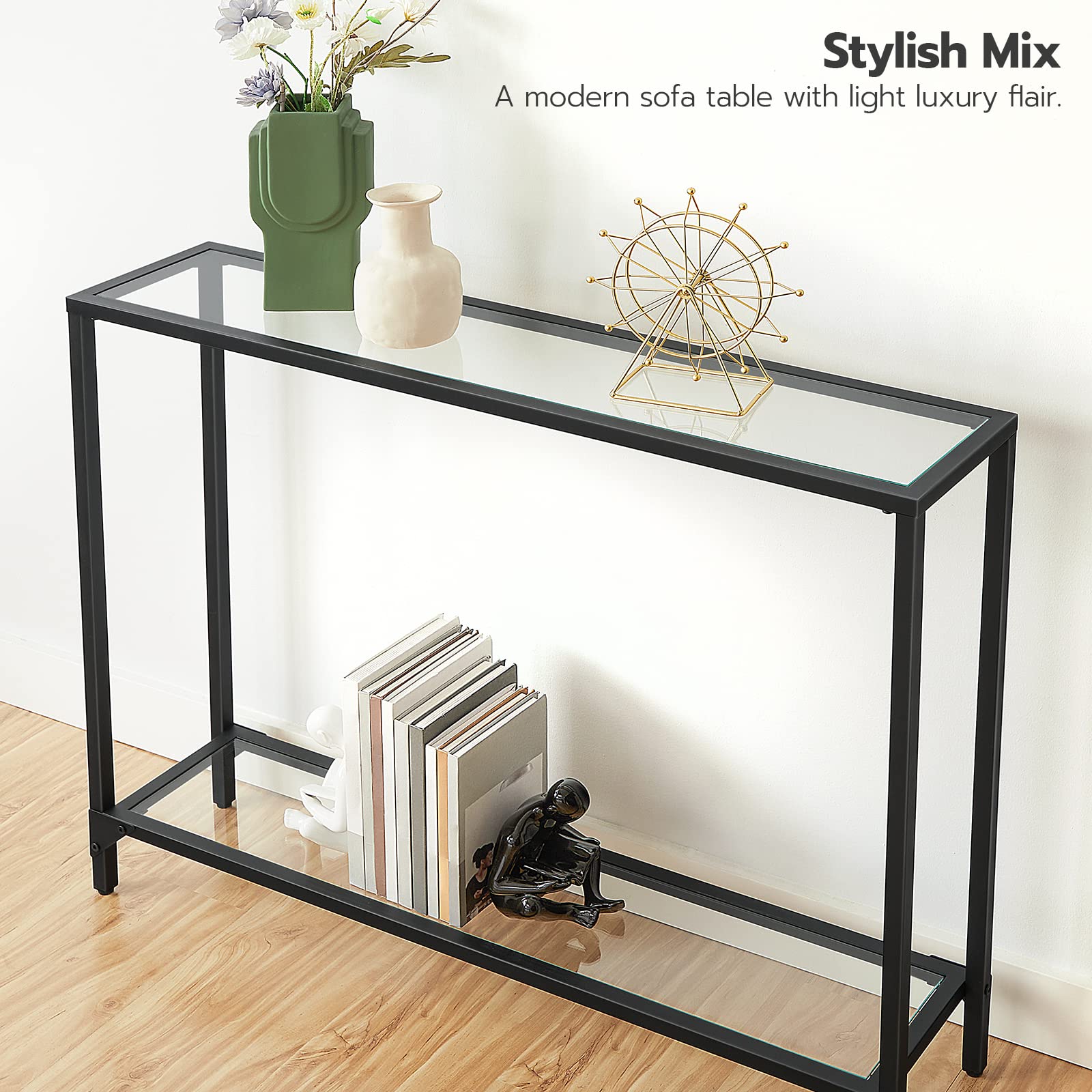 hoobro-console-table-console-verre-100-cm-noire-entr-e image 4