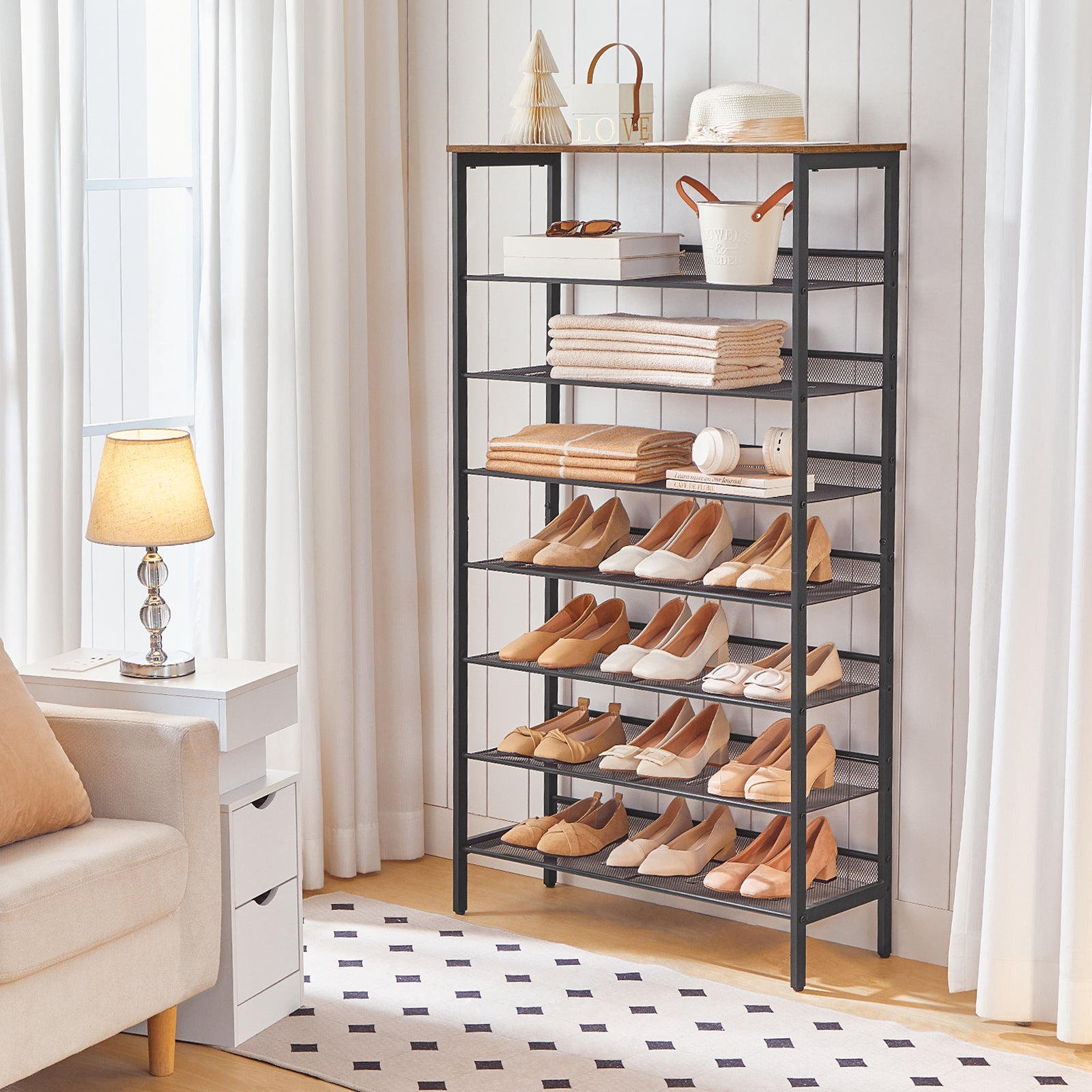 hoobro-shoe-racks-meuble-chaussures-8-niveaux-marron-29-5 image 6