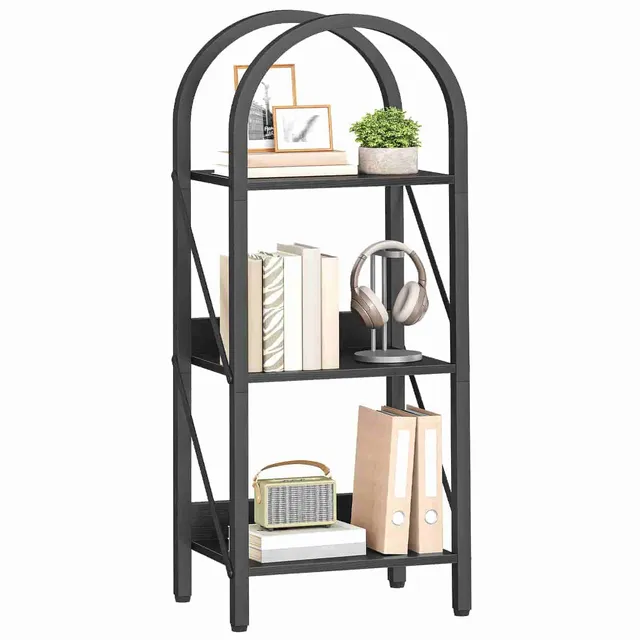 hoobro-bookshelves-biblioth-que-3-niveaux-arche-m-tal-noir image 1