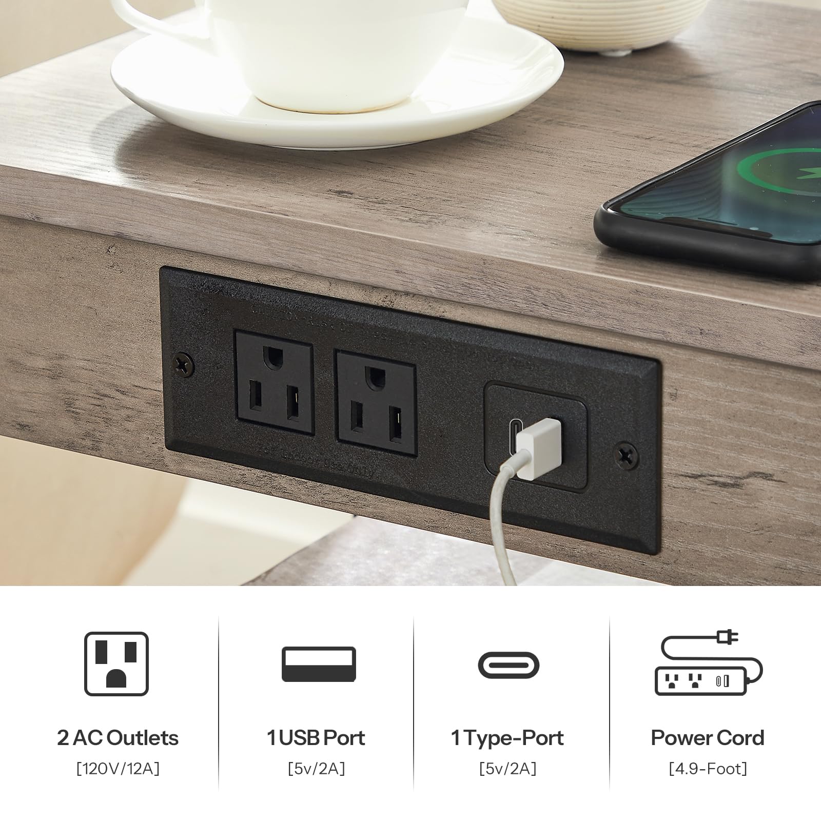 hoobro-side-tables-table-d-appoint-3-niveaux-greige-avec-usb image 8