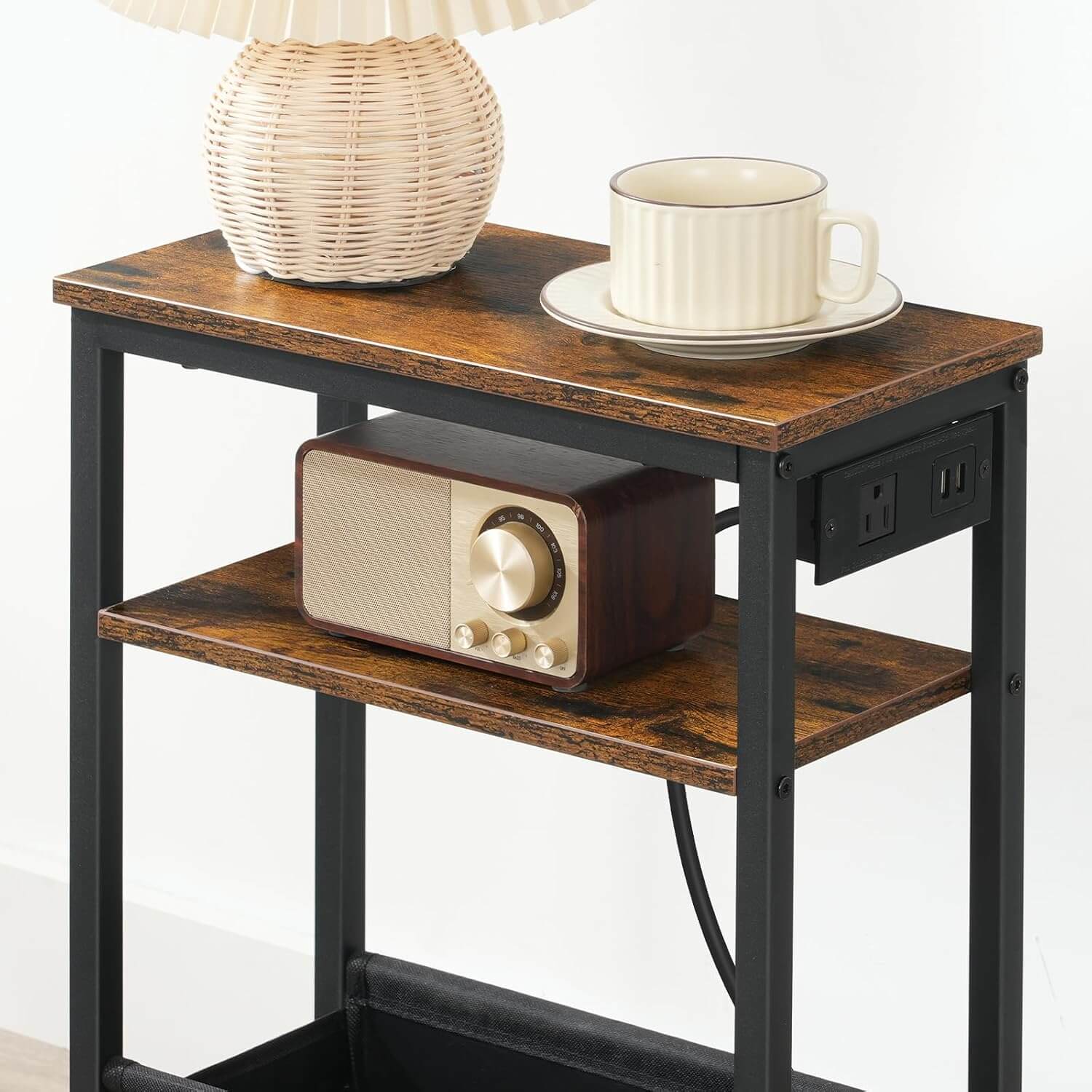 hoobro-table-d-appoint-troite-marron-usb-chevet image 5