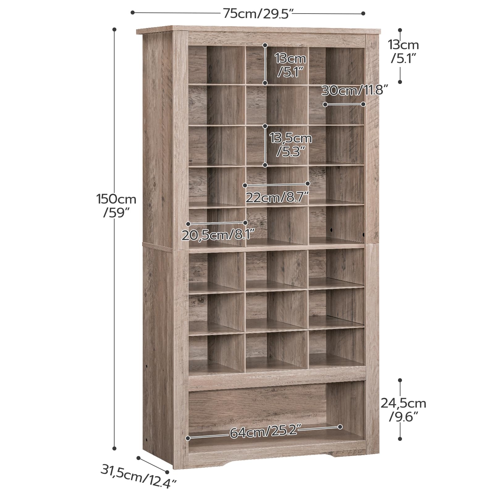 hoobro-shoe-racks-meuble-chaussures-greige-9-niveaux-24-cases image 3