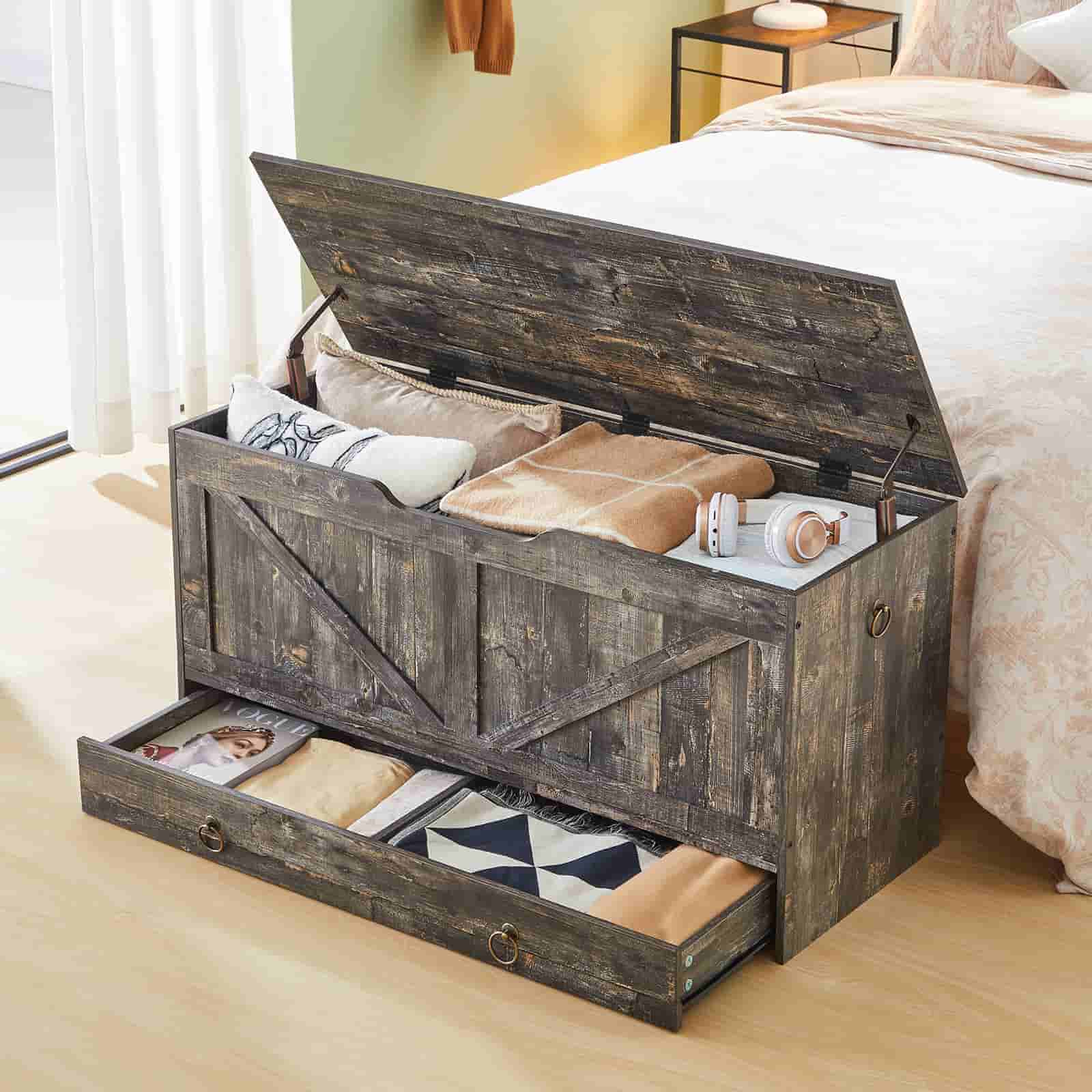 hoobro-banc-coffre-bois-jouets-gris-grand-mod-le image 2