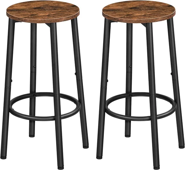 hoobro-tabourets-de-bar-ronds-marron-lot-de-2-avec-repose-pieds image 1