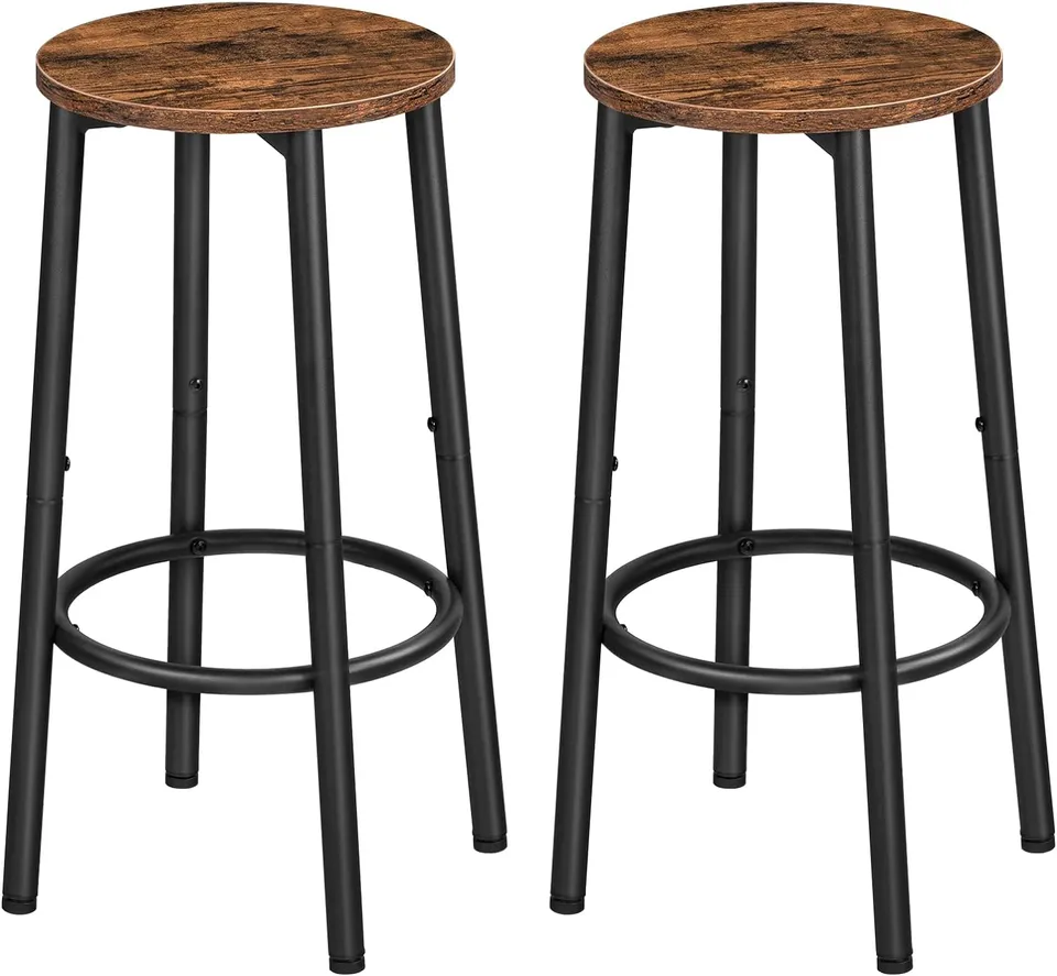 hoobro-tabourets-de-bar-ronds-marron-lot-de-2-avec-repose-pieds image 1