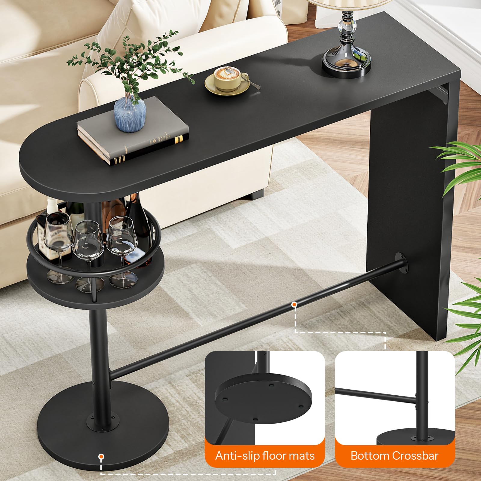hoobro-beverage-counters-table-de-bar-noire-2-niveaux-prise image 7