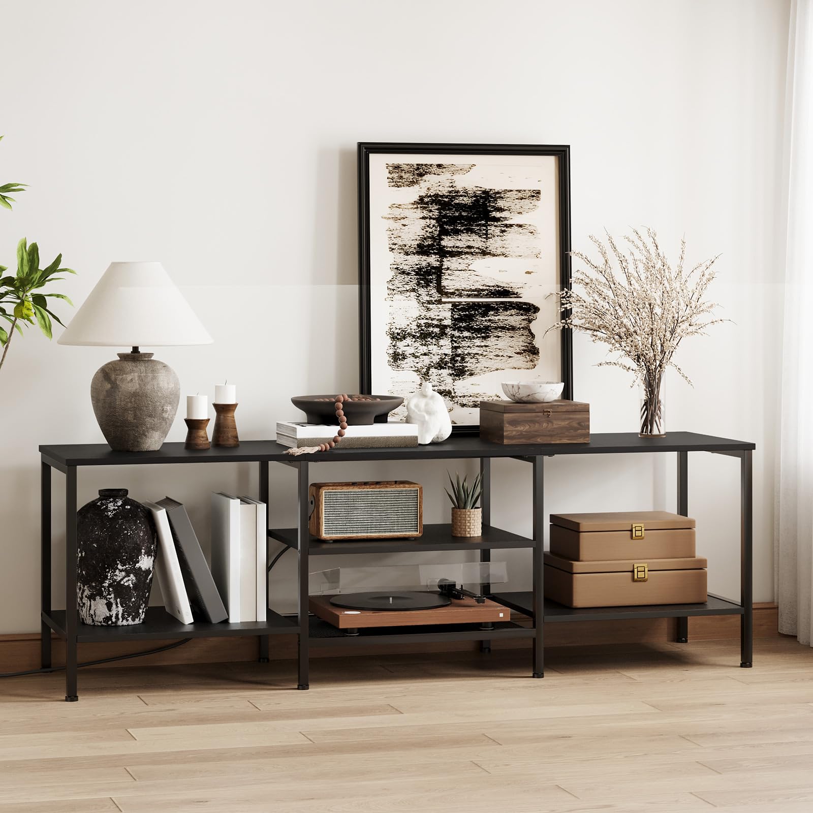 hoobro-meuble-tv-noir-bb60ds01-75-pouces-prises image 4