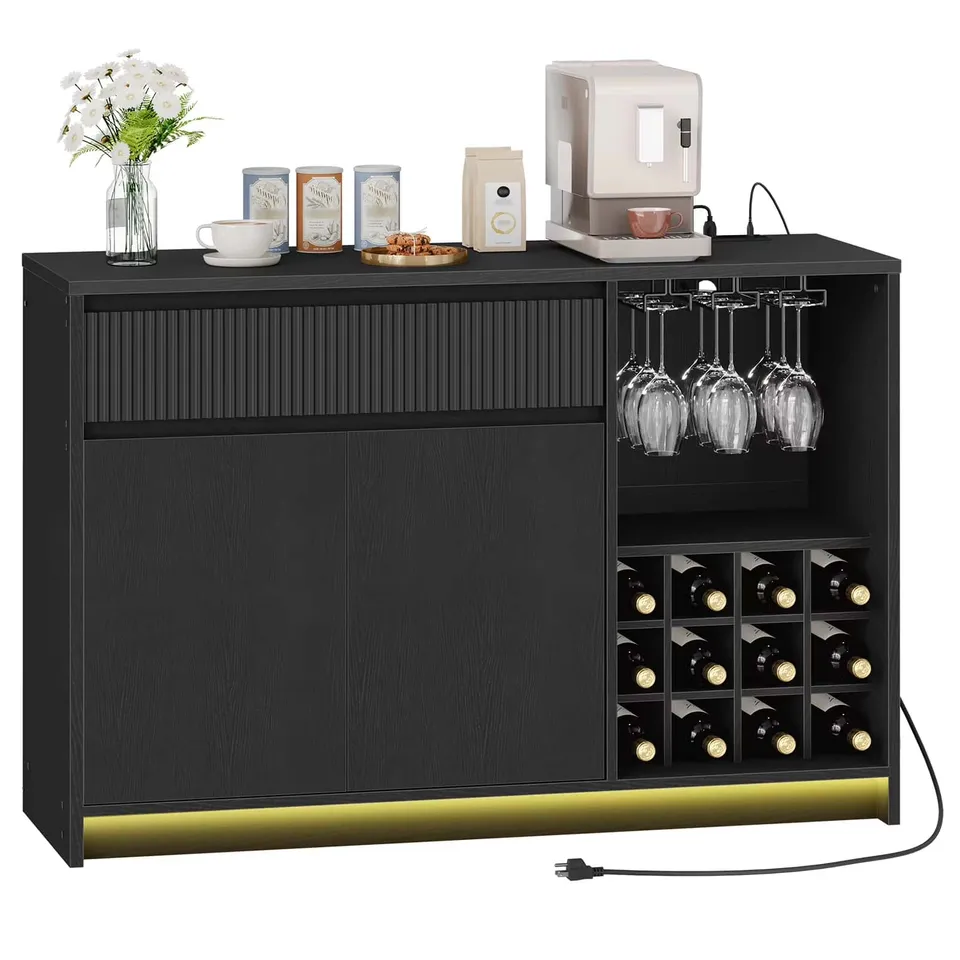 hoobro-beverage-counters-meuble-bar-noir-led-120-cm image 1