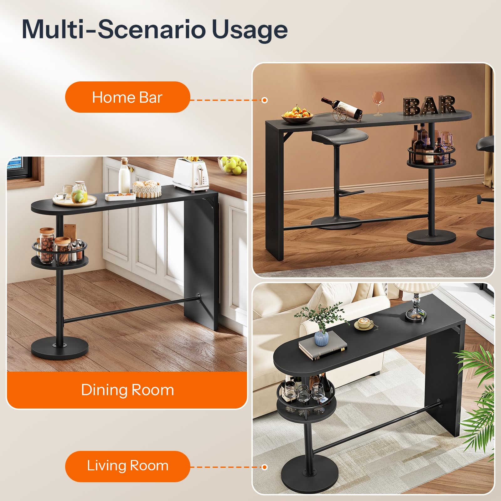 hoobro-beverage-counters-table-de-bar-noire-2-niveaux-prise image 8