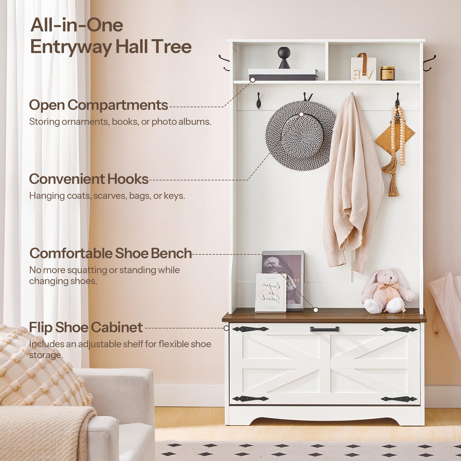 hoobro-hall-trees-meuble-entr-e-portemanteau-blanc image 4