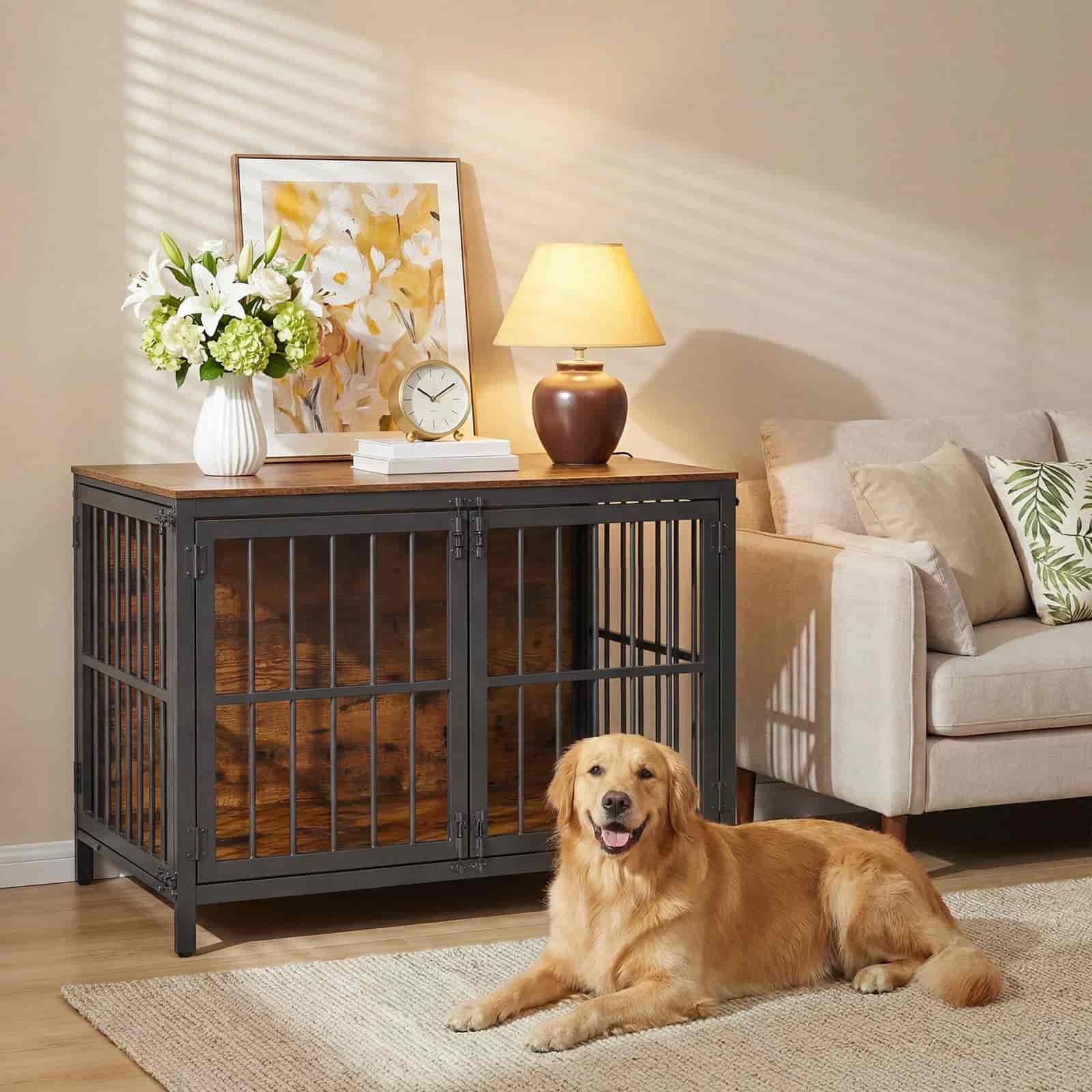 hoobro-meuble-niche-chien-int-rieur-bois-100-cm-marron image 6