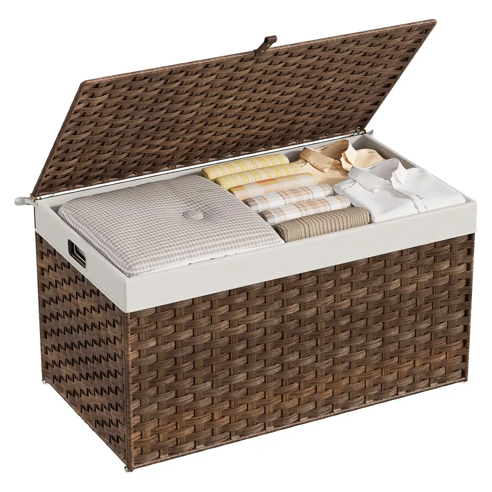 hoobro-panier-linge-160l-marron-couvercle-poign-es image 1