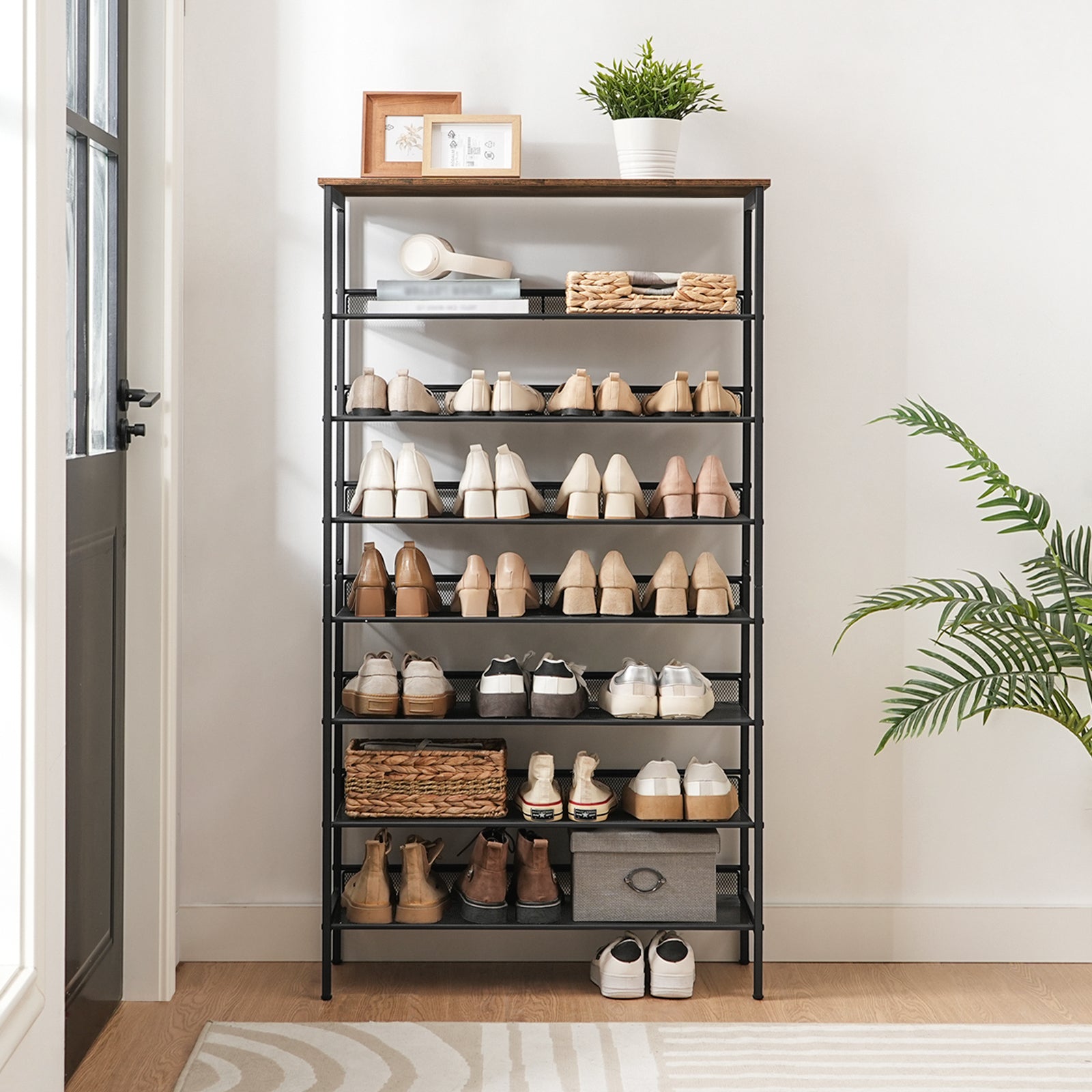 hoobro-shoe-racks-meuble-chaussures-8-niveaux-marron-29-5 image 2