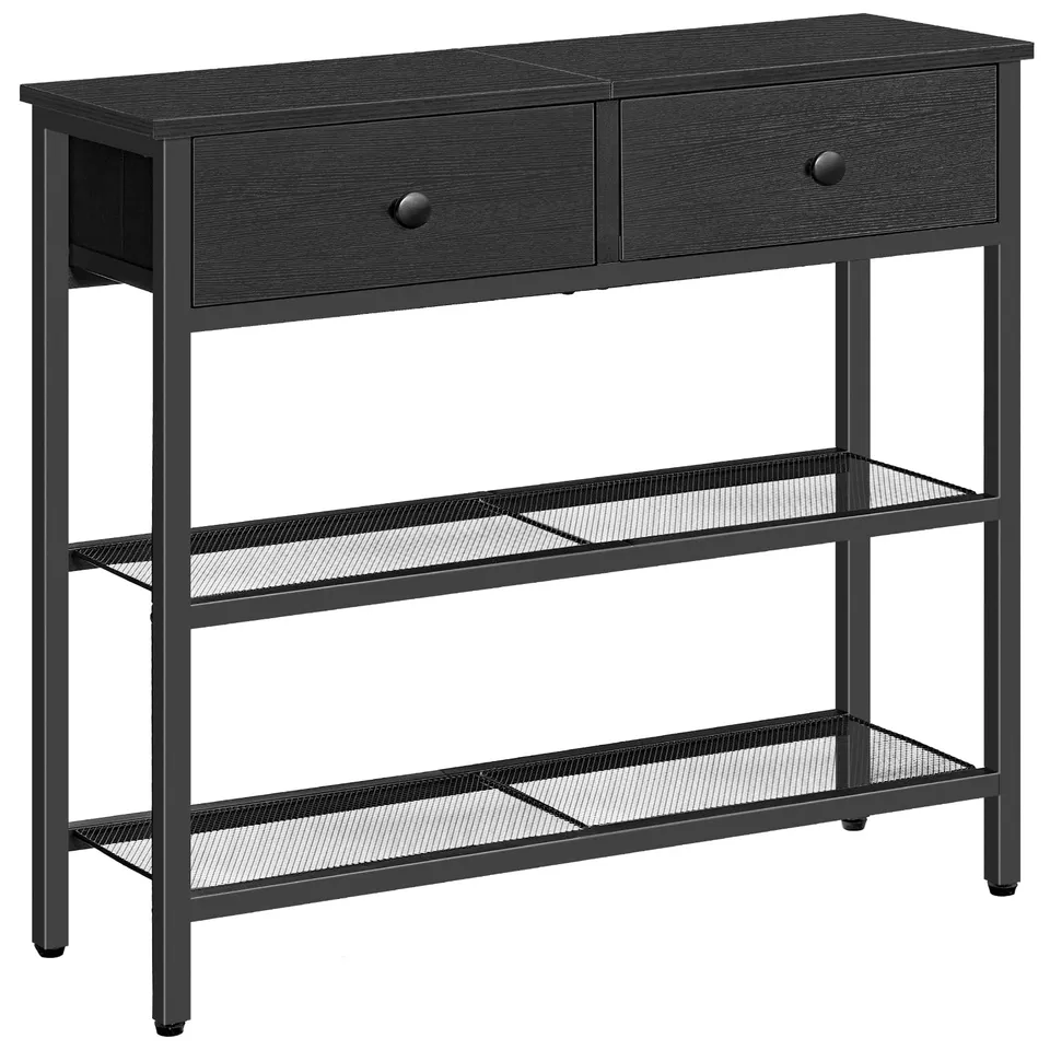 hoobro-console-entr-e-noire-troite-3-niveaux-tiroirs image 1