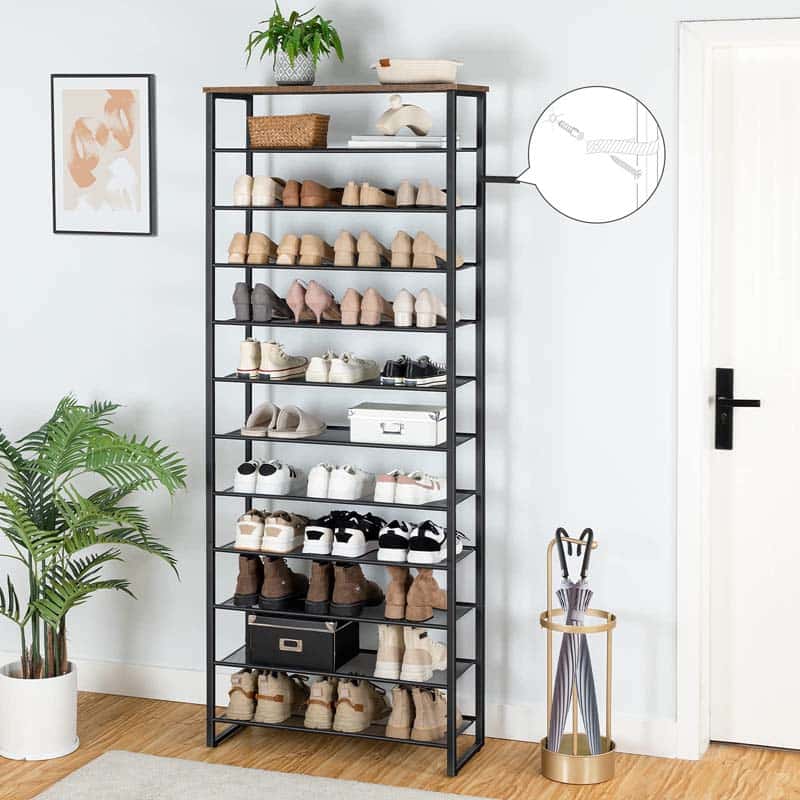 hoobro-shoe-racks-meuble-chaussures-marron-12-niveaux image 2