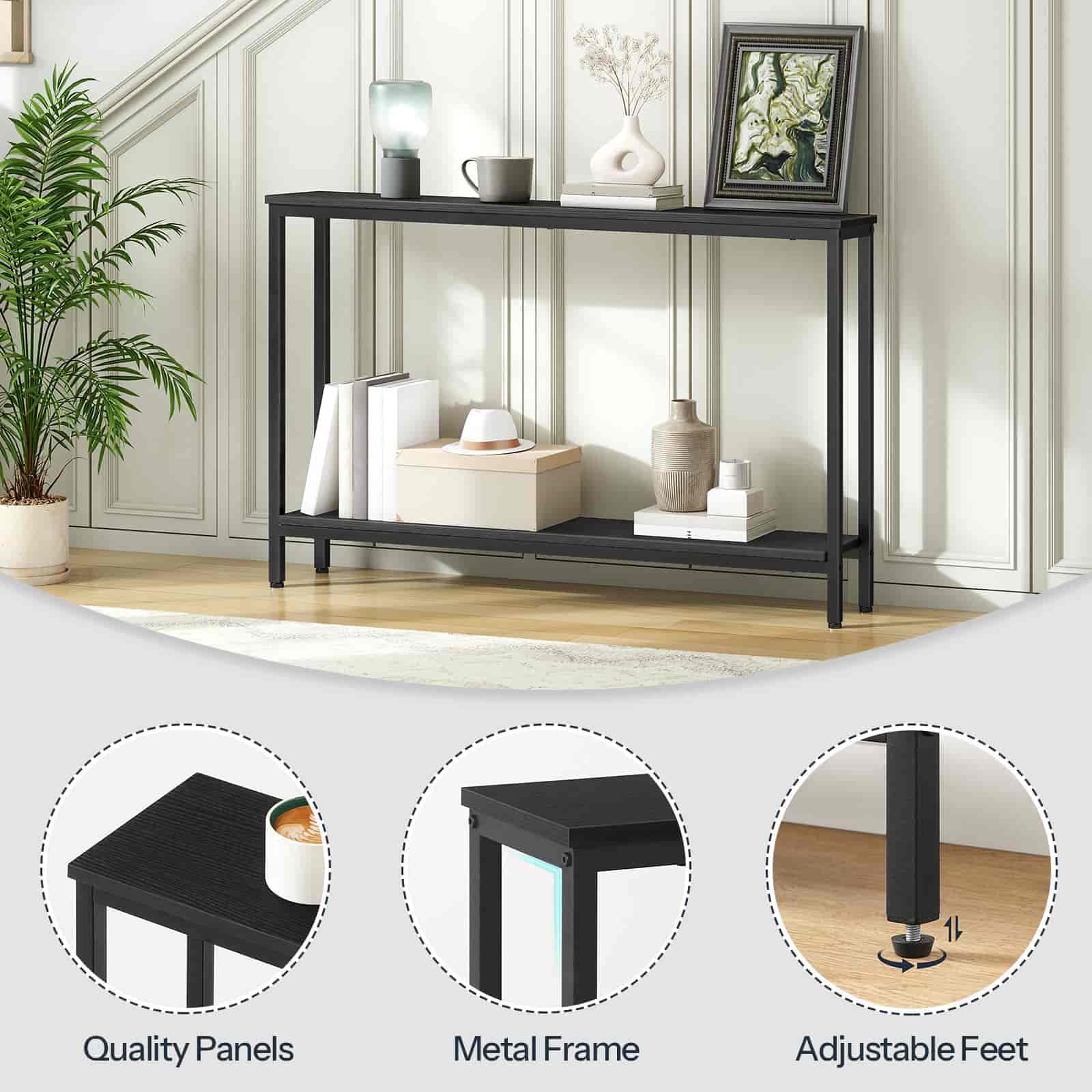 hoobro-console-table-console-troite-120-cm-noire-avec-tag-re image 8