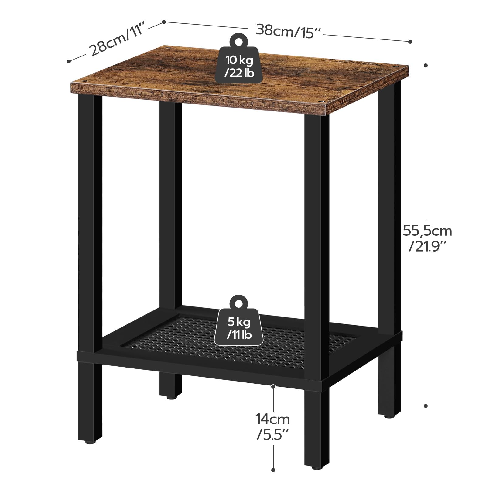 hoobro-side-tables-table-d-appoint-2-niveaux-marron image 3