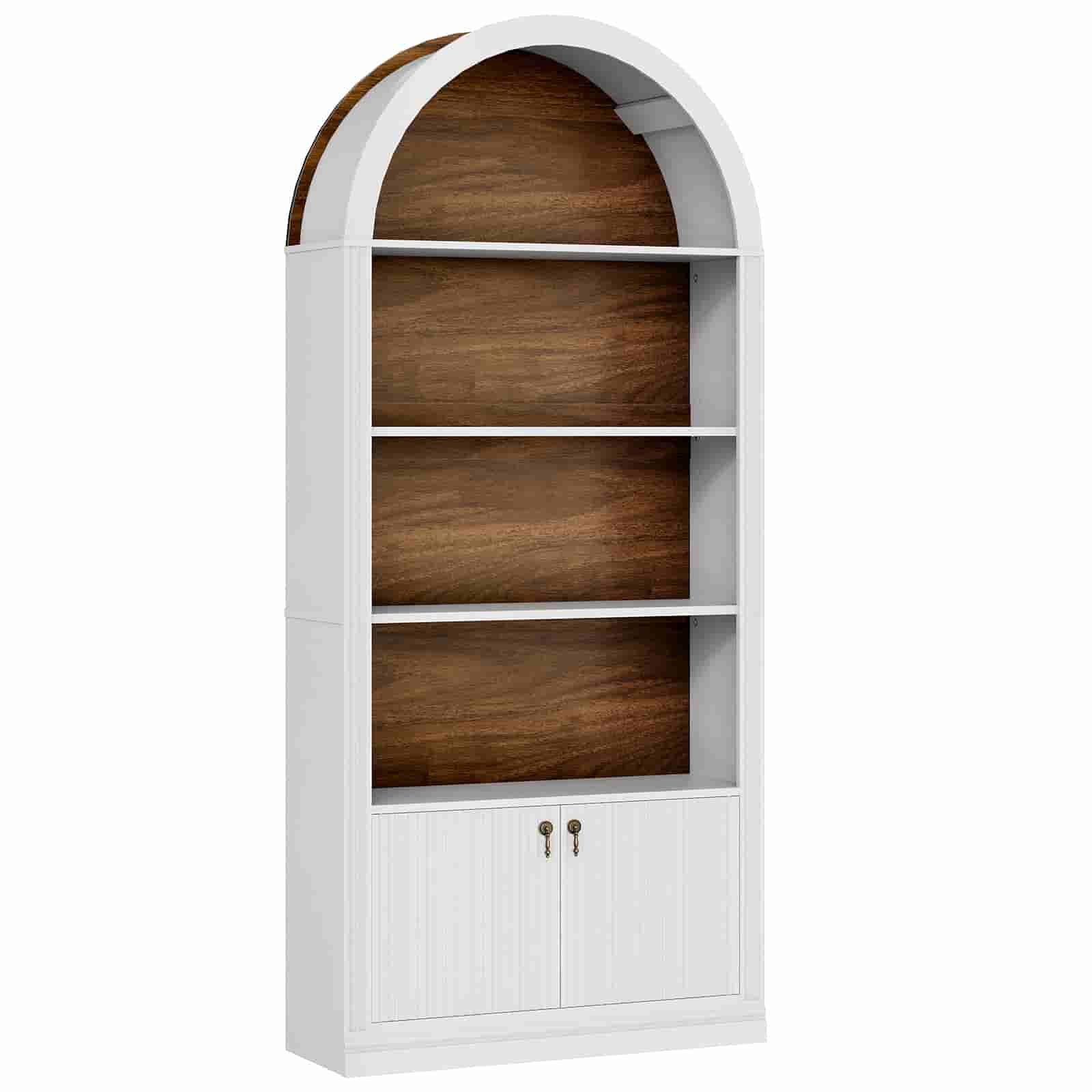 hoobro-bookshelves-biblioth-que-blanche-arqu-e-3-niveaux image 3