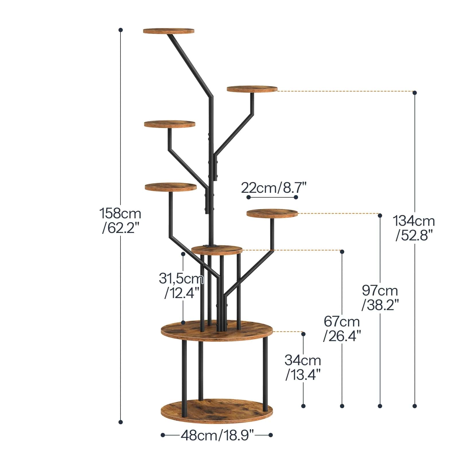 hoobro-storage-racks-tag-re-plantes-marron-8-niveaux-led image 4