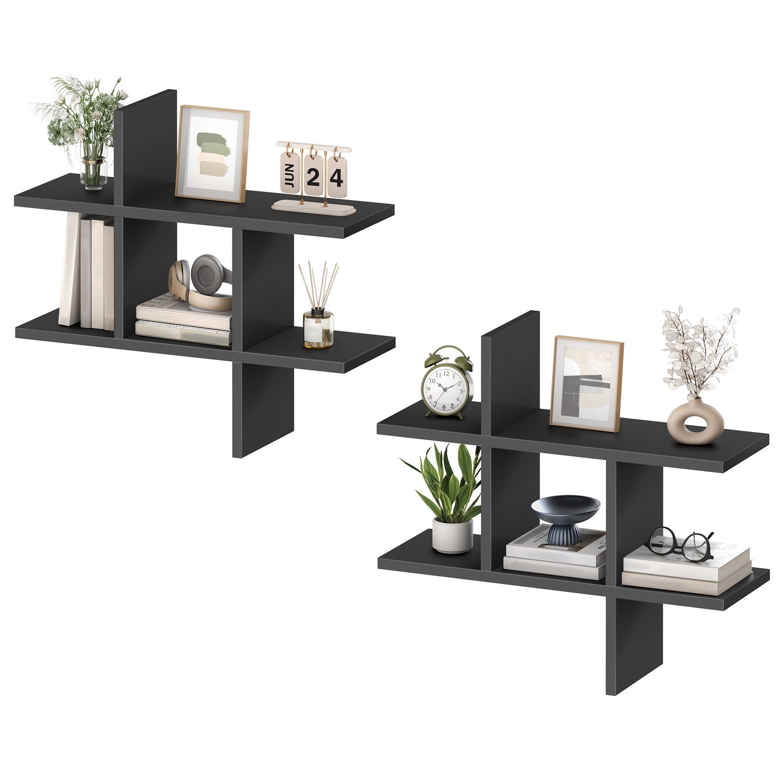 hoobro-storage-racks-tag-re-murale-noire-lot-de-2 image 1