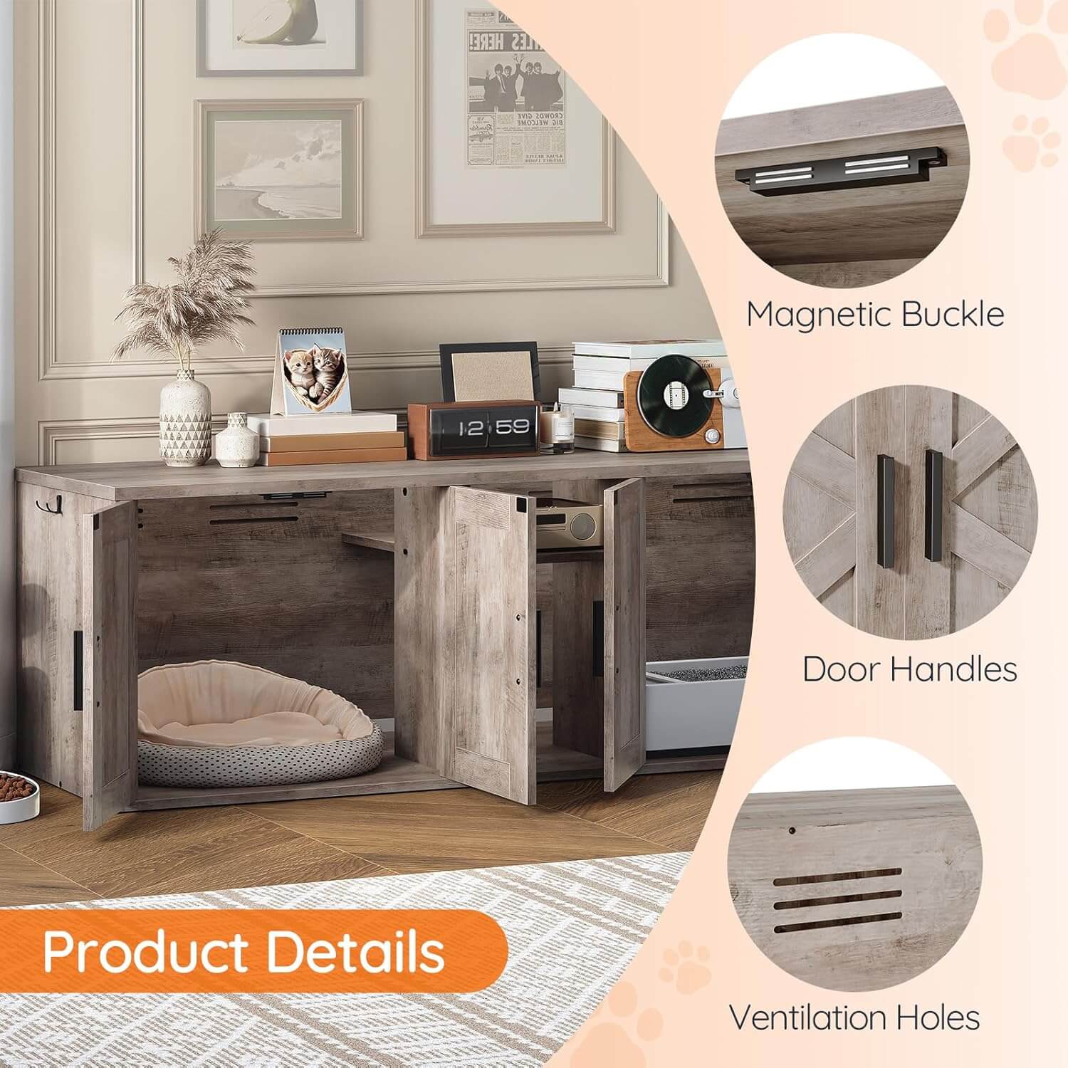 hoobro-pet-furniture-meuble-liti-re-greige-double-2-chats image 7