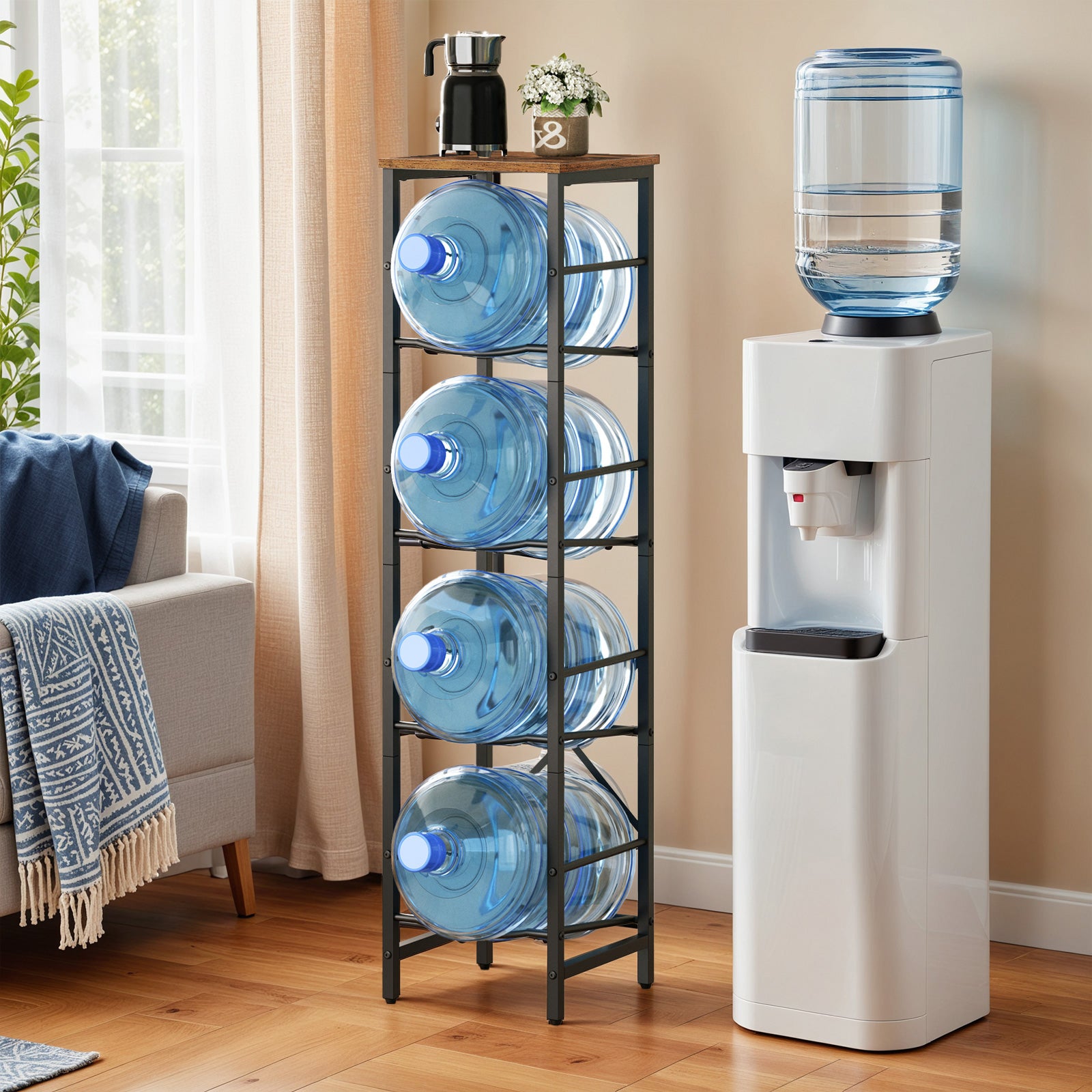 hoobro-storage-racks-porte-bonbonnes-eau-4-niveaux-marron image 2