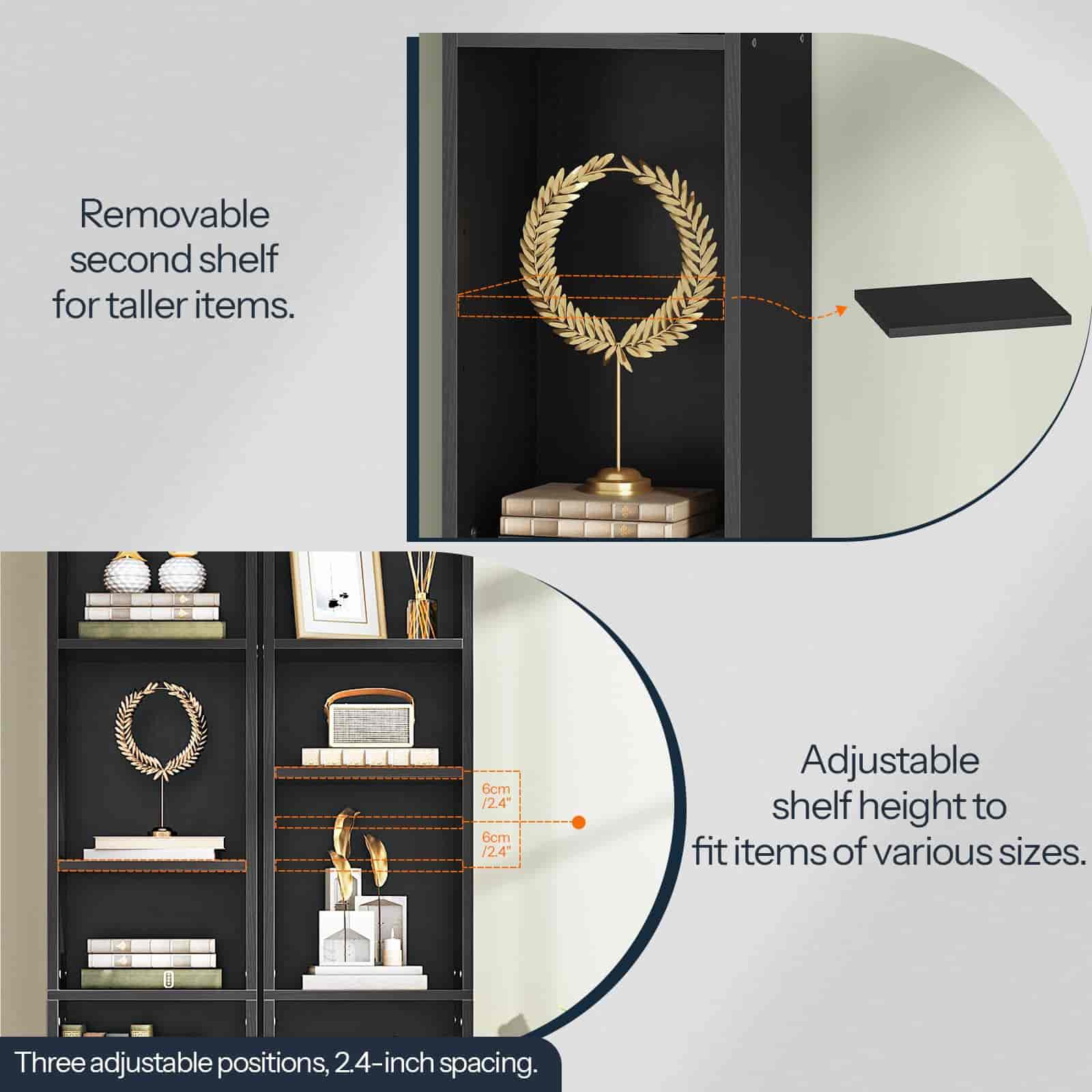 hoobro-bookshelves-biblioth-que-haute-noire-180-cm-avec-placard image 4
