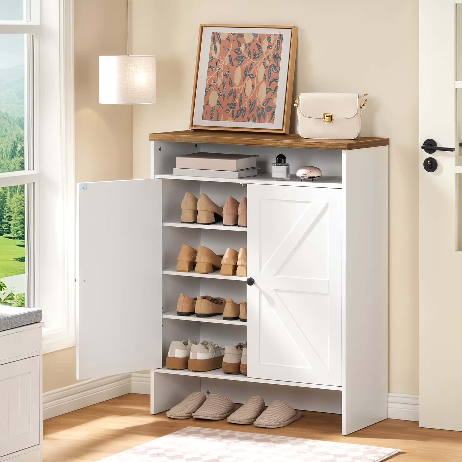 hoobro-shoe-racks-meuble-chaussures-blanc-farmhouse image 5