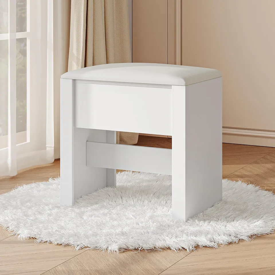 hexcelen-tabouret-coiffeuse-blanc-30x40x44-cm-simili-cuir-120-kg image 1