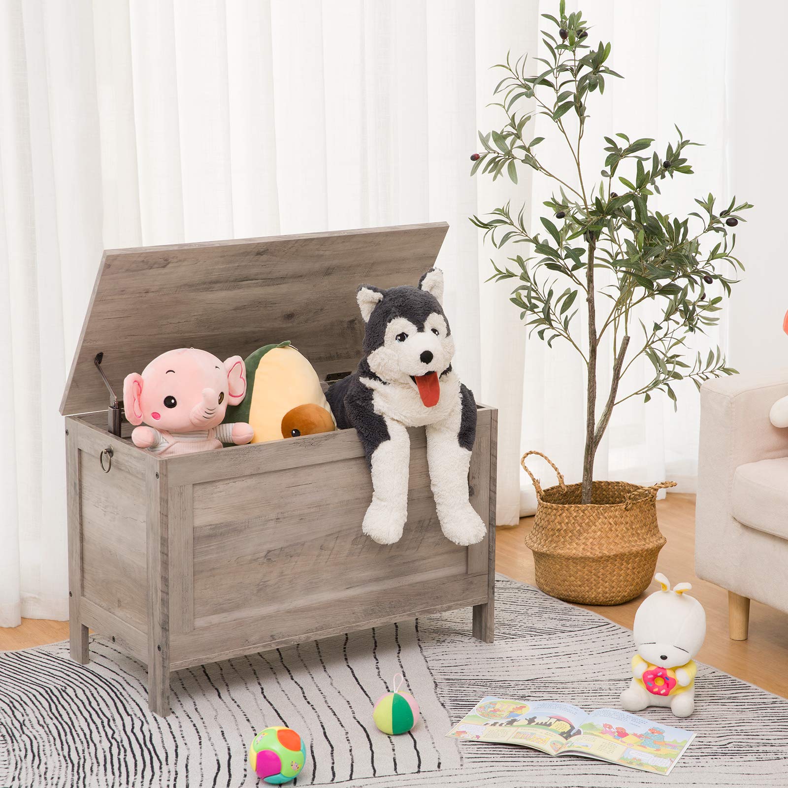 hoobro-storage-benches-banc-coffre-enfant-greige-jouets image 2