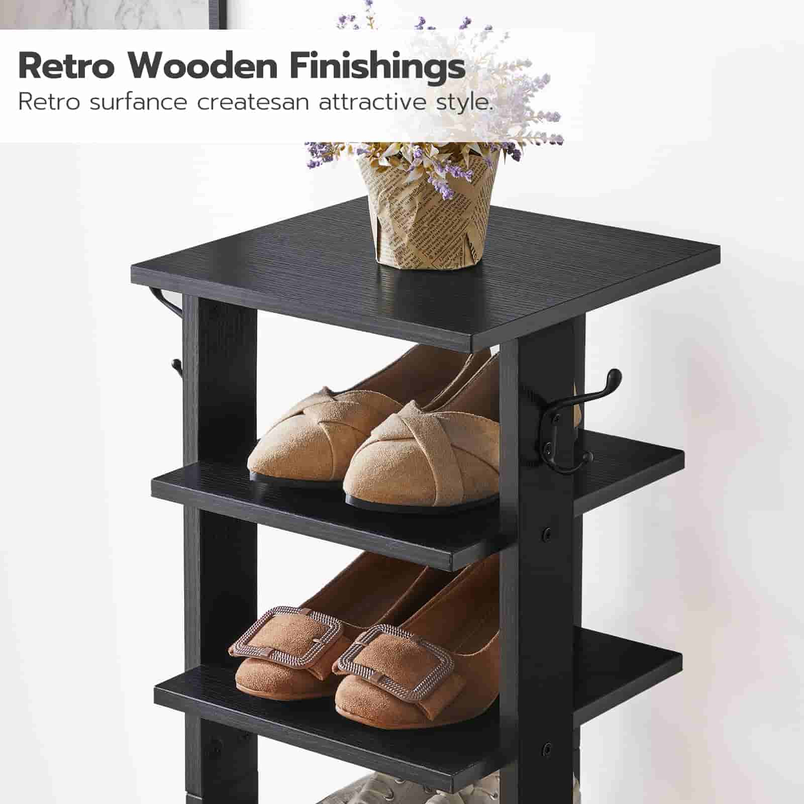 hoobro-shoe-racks-meuble-chaussures-noir-8-tages-crochets image 8