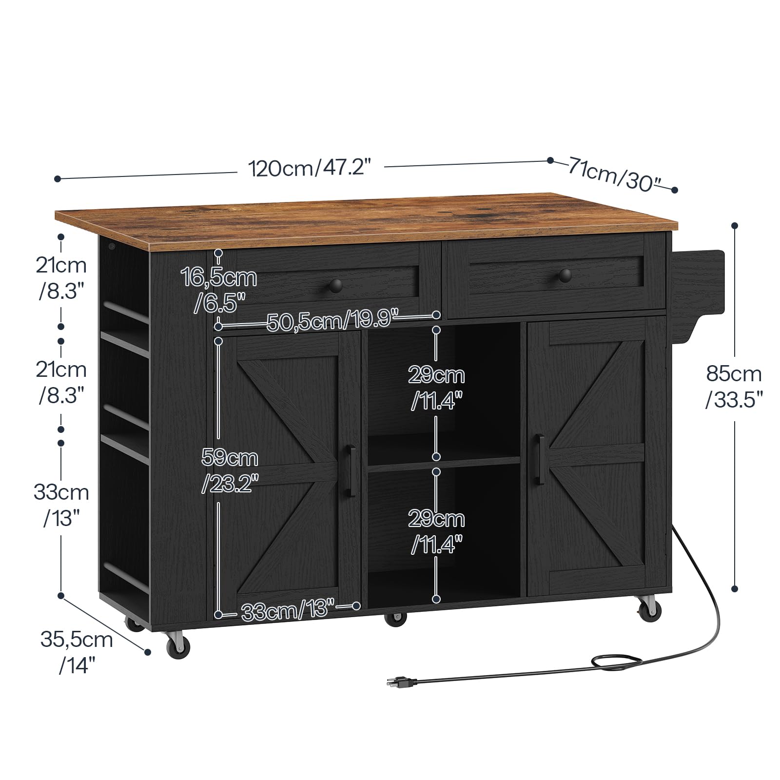 hoobro-kitchen-furniture-lot-cuisine-noir-roulettes-rabattable image 3