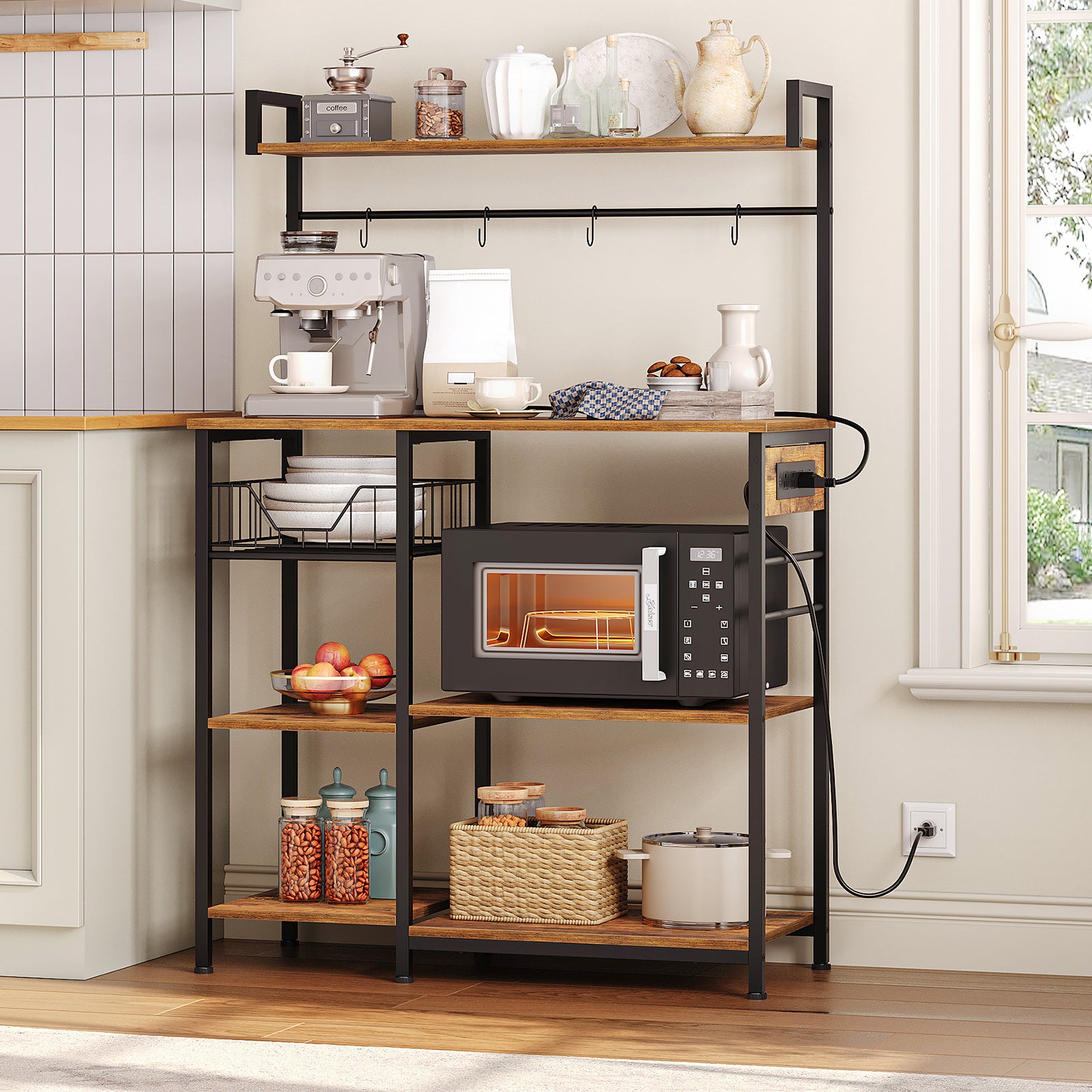 hoobro-kitchen-furniture-desserte-cuisine-marron-avec-prises image 6