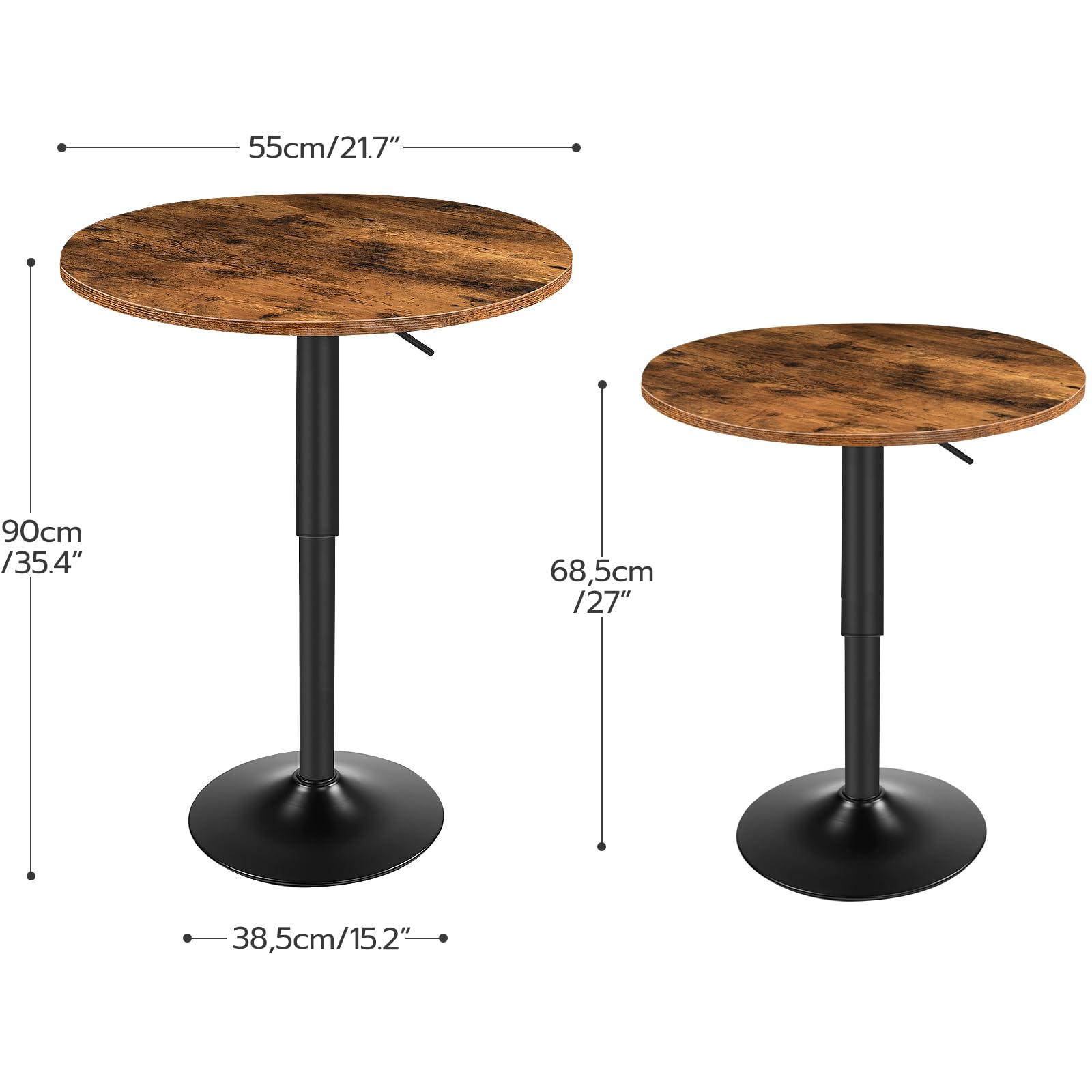 hoobro-table-bar-ronde-marron-hauteur-r-glable image 3