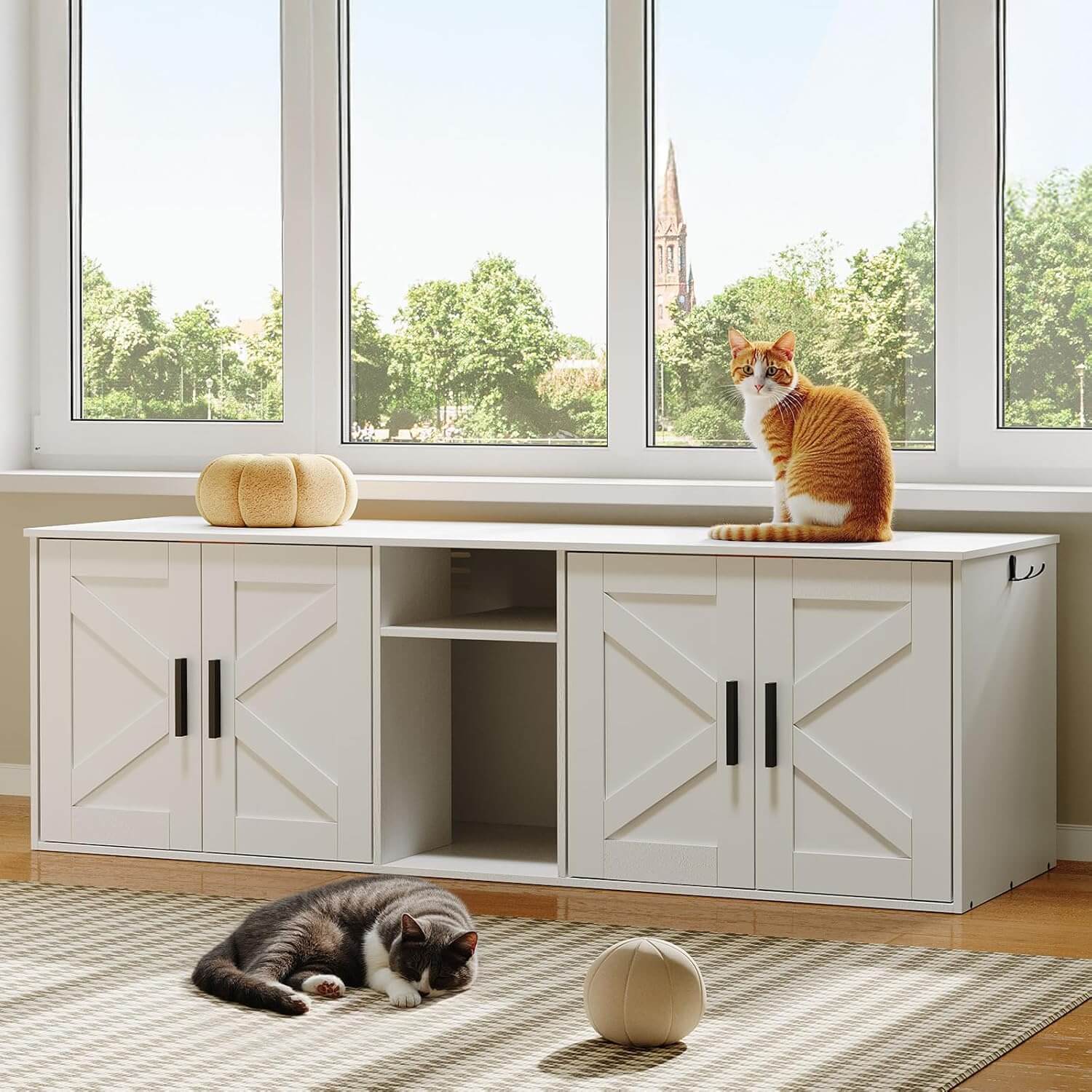 hoobro-pet-furniture-double-meuble-liti-re-blanc-couloir image 2