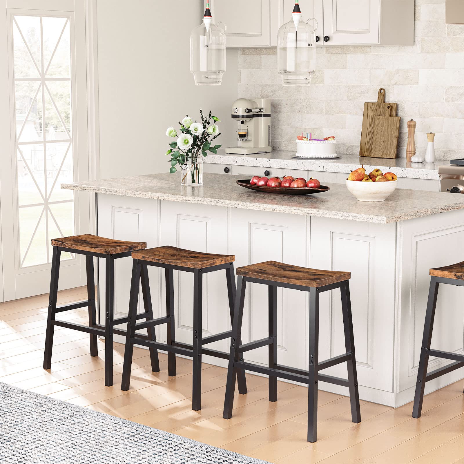 hoobro-bar-stools-tabouret-bar-selle-marron-lot-de-2 image 6