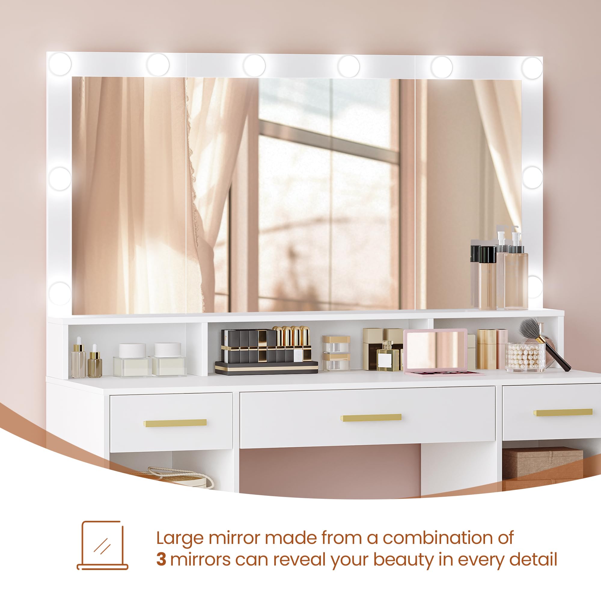 hexcelen-coiffeuse-miroir-led-blanc-40x108x140-cm-3-tiroirs image 4