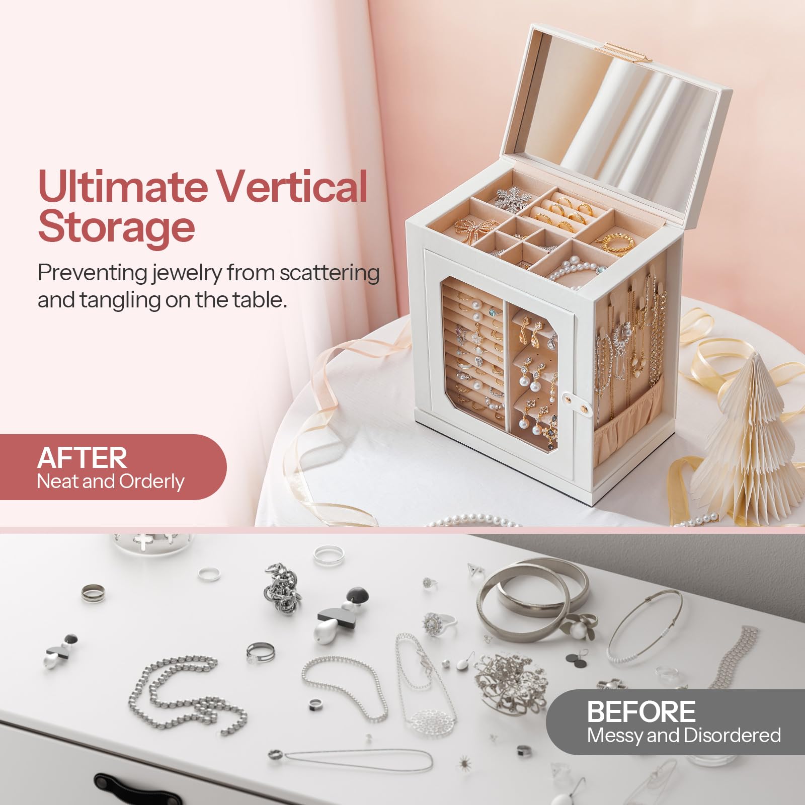 hoobro-jewelry-boxes-bo-te-bijoux-blanche-pivotante-6-tiroirs image 5