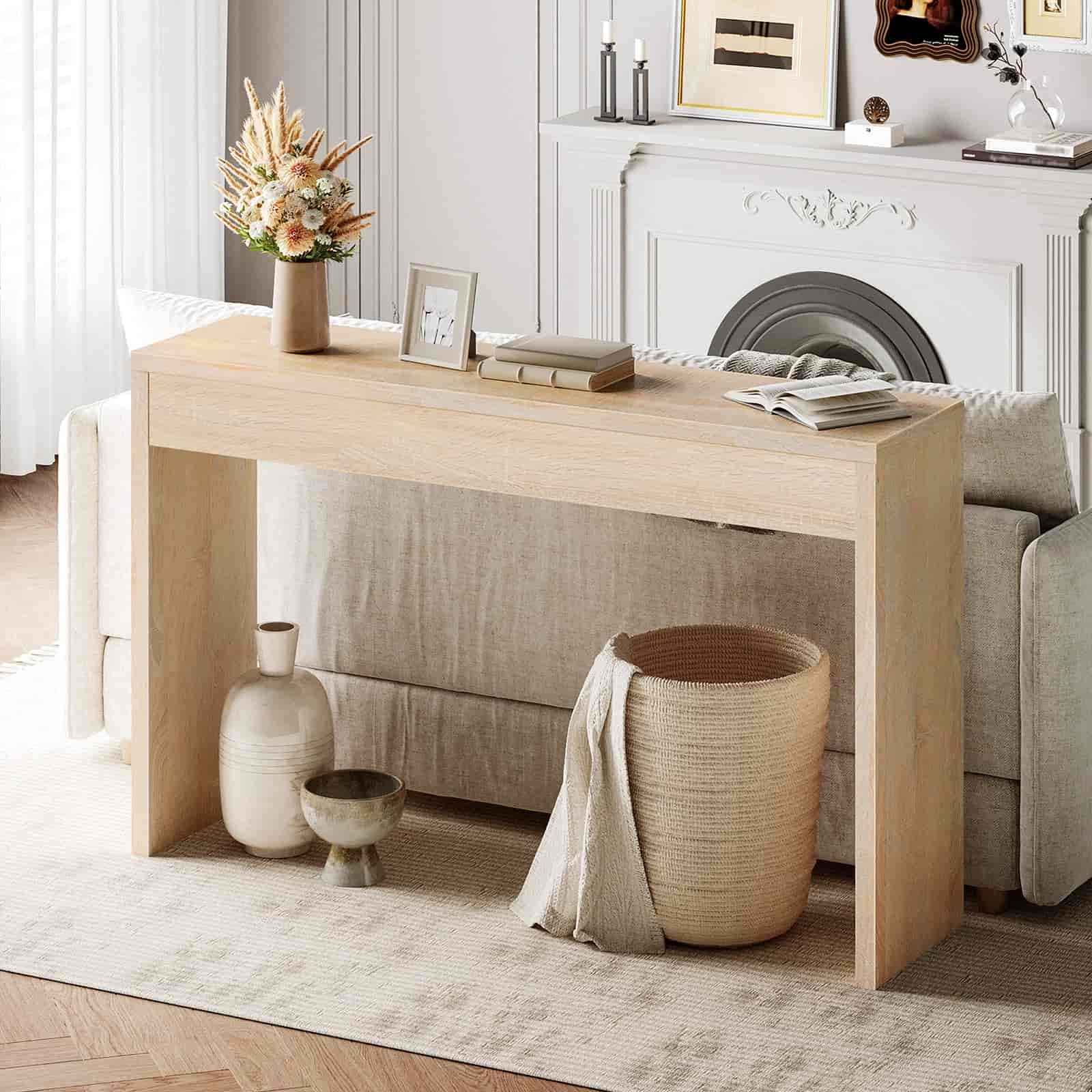 hoobro-console-table-farmhouse-table-console-naturel-bois image 7