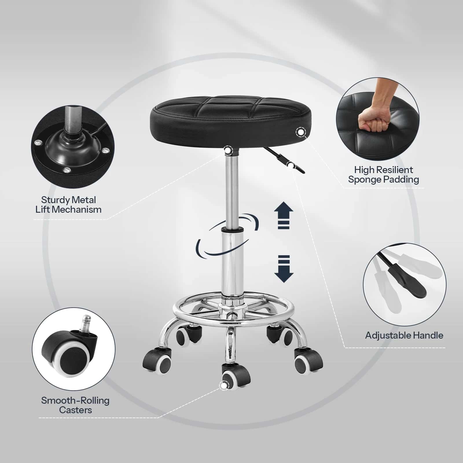 hoobro-tabouret-roulant-rond-r-glable-simili-cuir-noir image 6