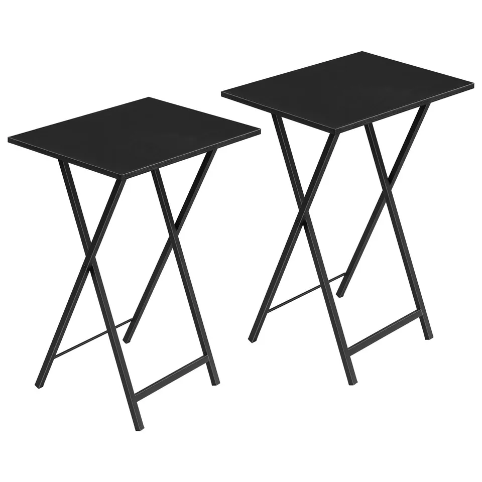 hoobro-table-pliante-plateau-canap-noir-lot-2-snack image 1