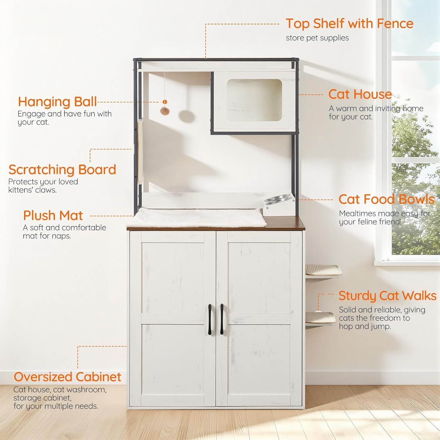 hoobro-pet-furniture-meuble-liti-re-chat-blanc-tour-61-pouces image 4