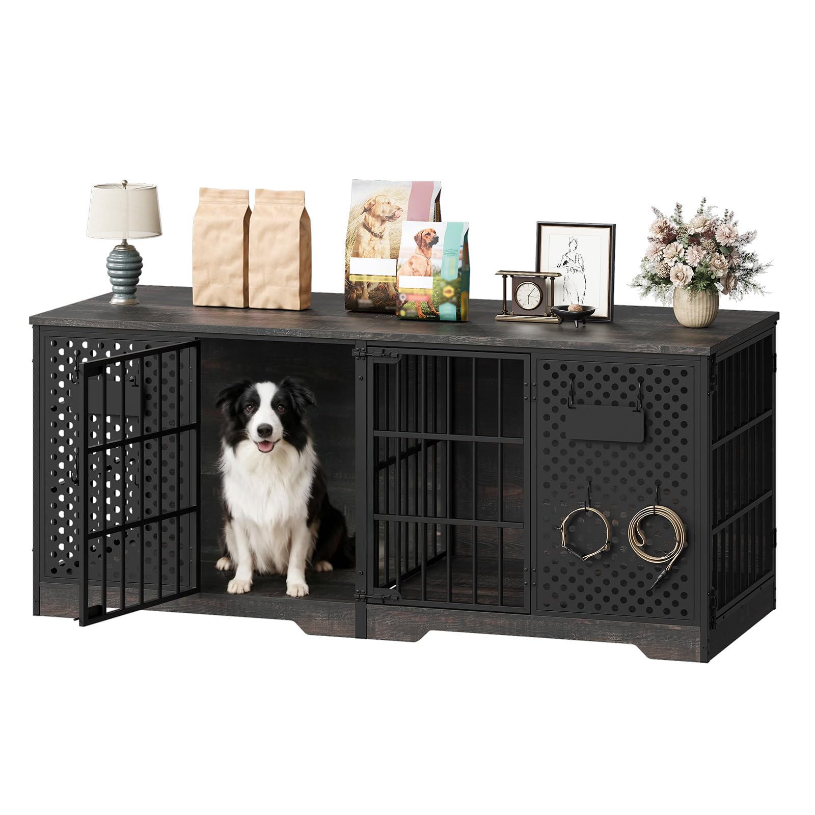hoobro-pet-furniture-niche-chien-noire-180-cm-meuble-tv image 1