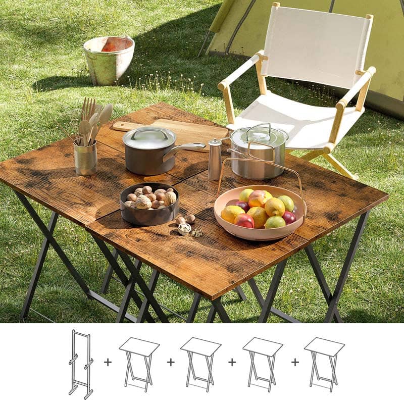 hoobro-tv-tray-tables-lot-4-tables-pliables-marron image 7