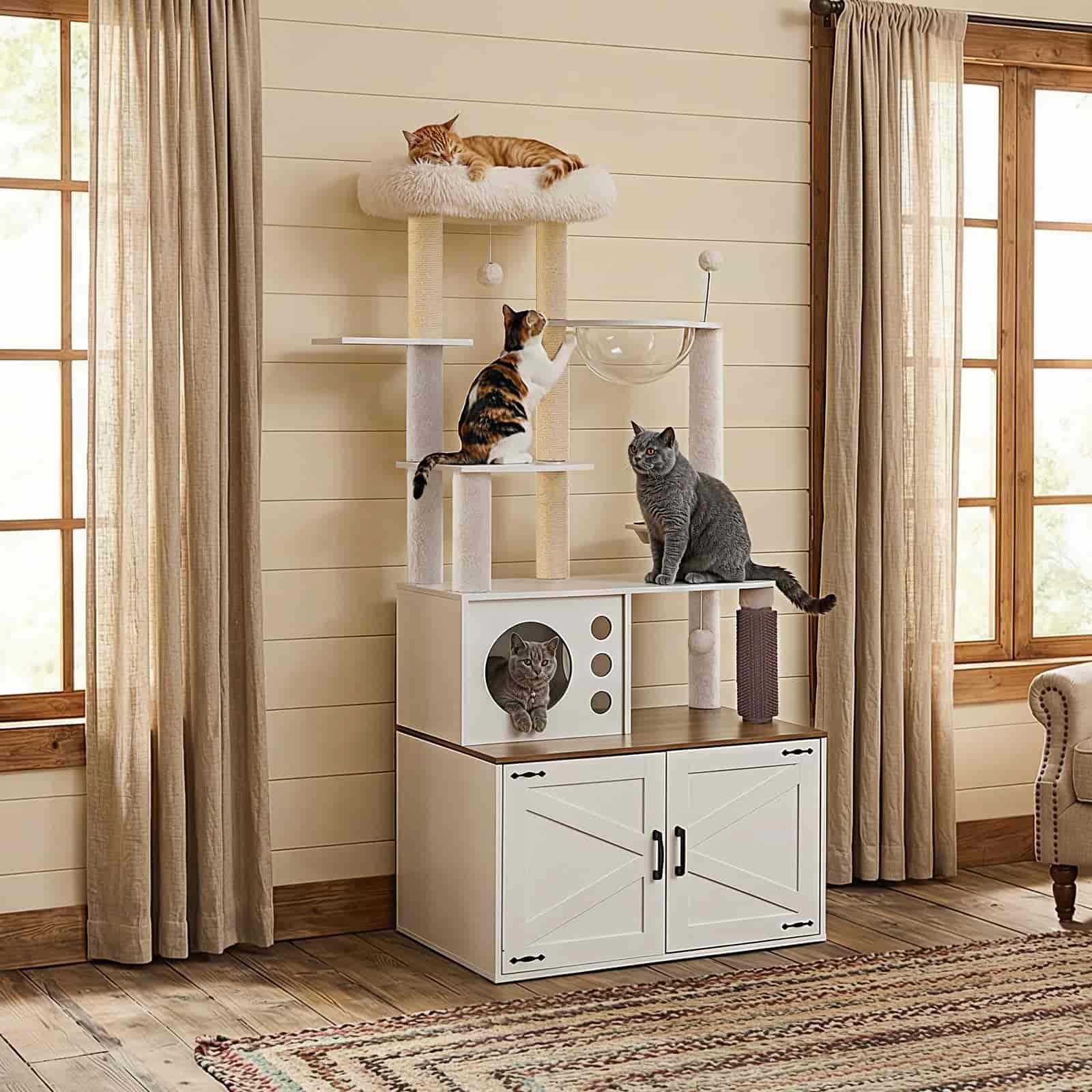 hoobro-pet-furniture-tour-liti-re-chat-blanche-167-cm-griffoir image 6