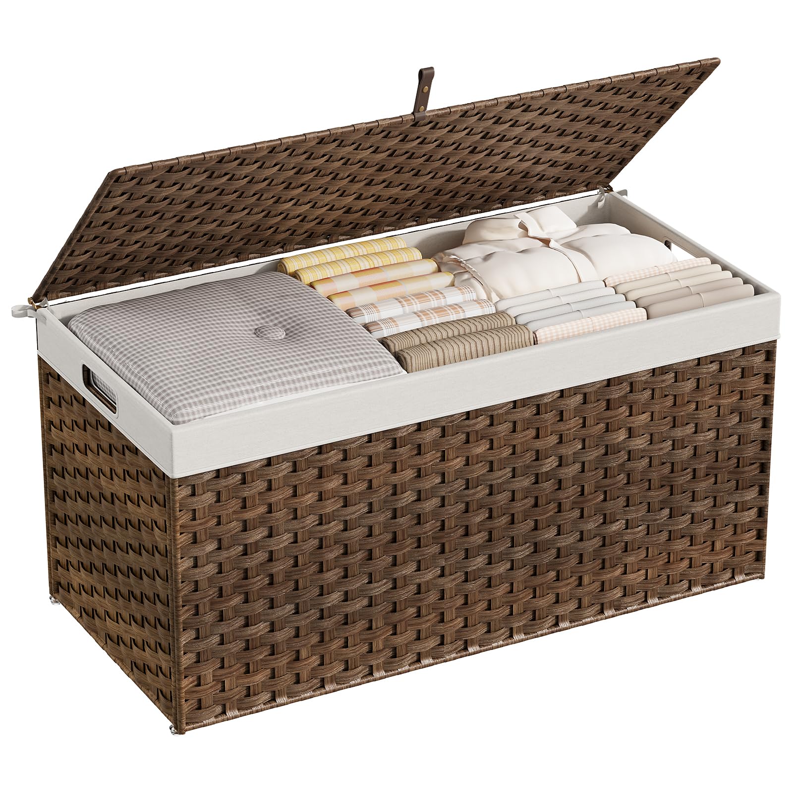 hoobro-panier-rangement-tissu-200l-couvercle-marron image 1